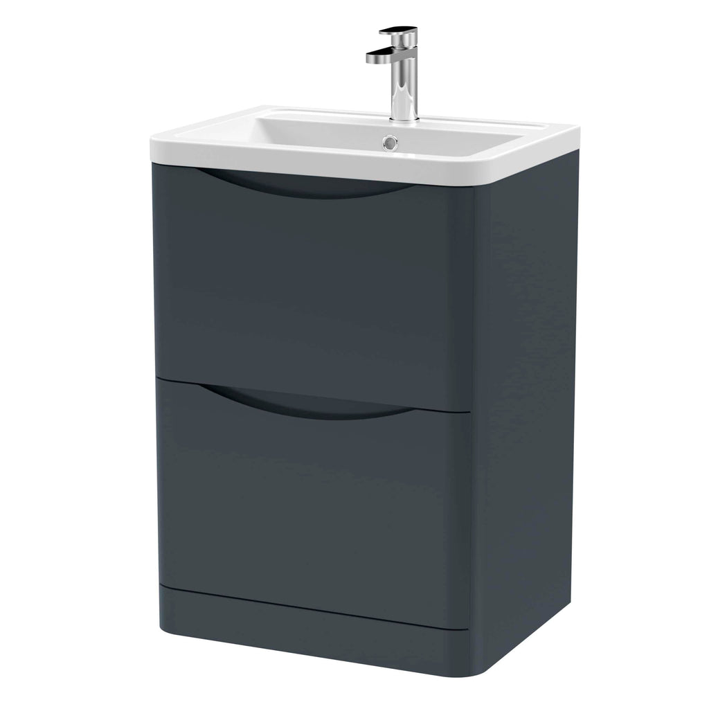Chrome bathroom sink with integrated cabinet storage, modern design, ideal for contemporary bathrooms. Perfect for space-saving and organisation in your Bubly bathrooms.