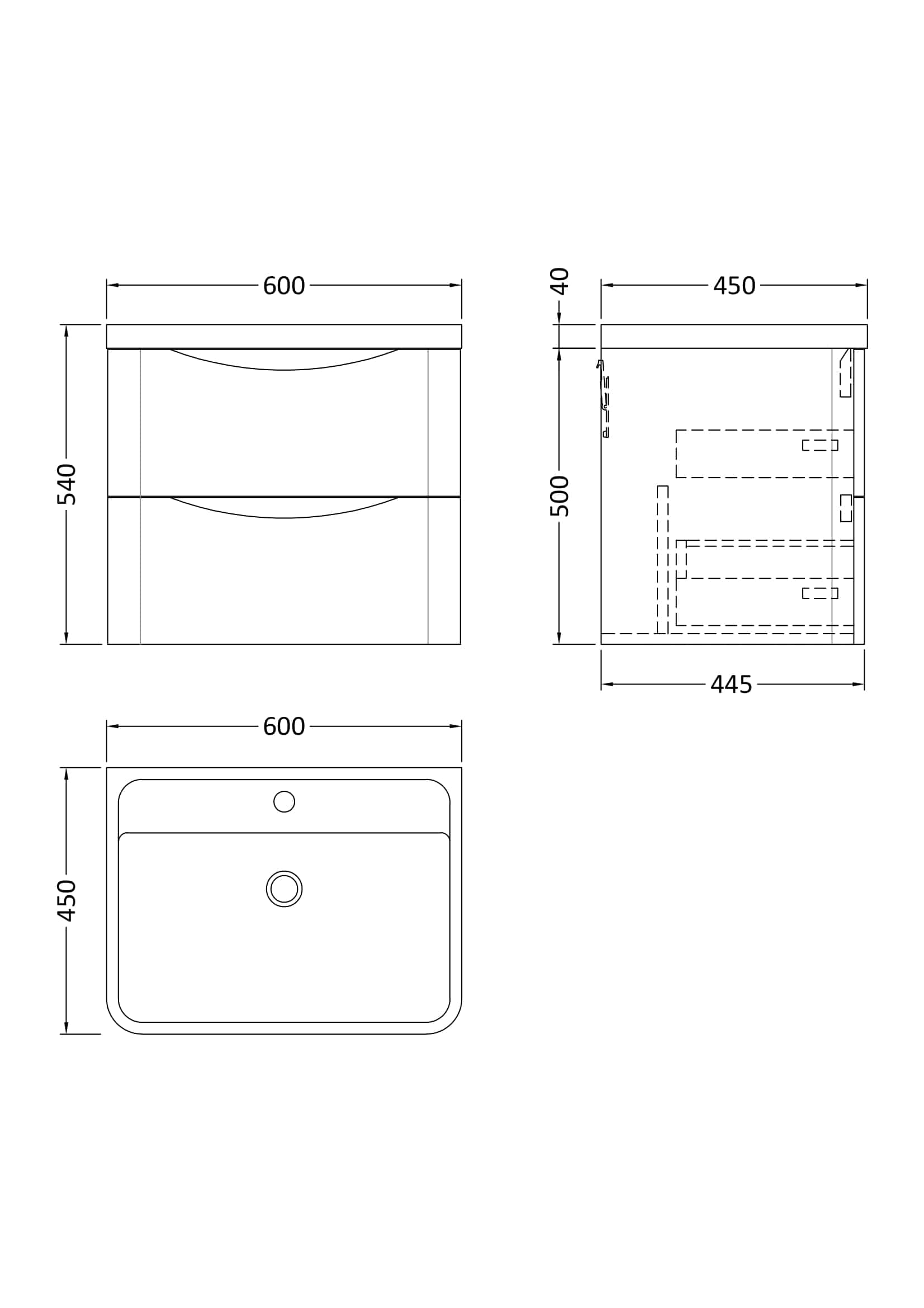 Modern bathroom vanity unit with integrated sink, 600mm width, ample storage drawers, designed for stylish Bubly Bathrooms installations, compact and functional.