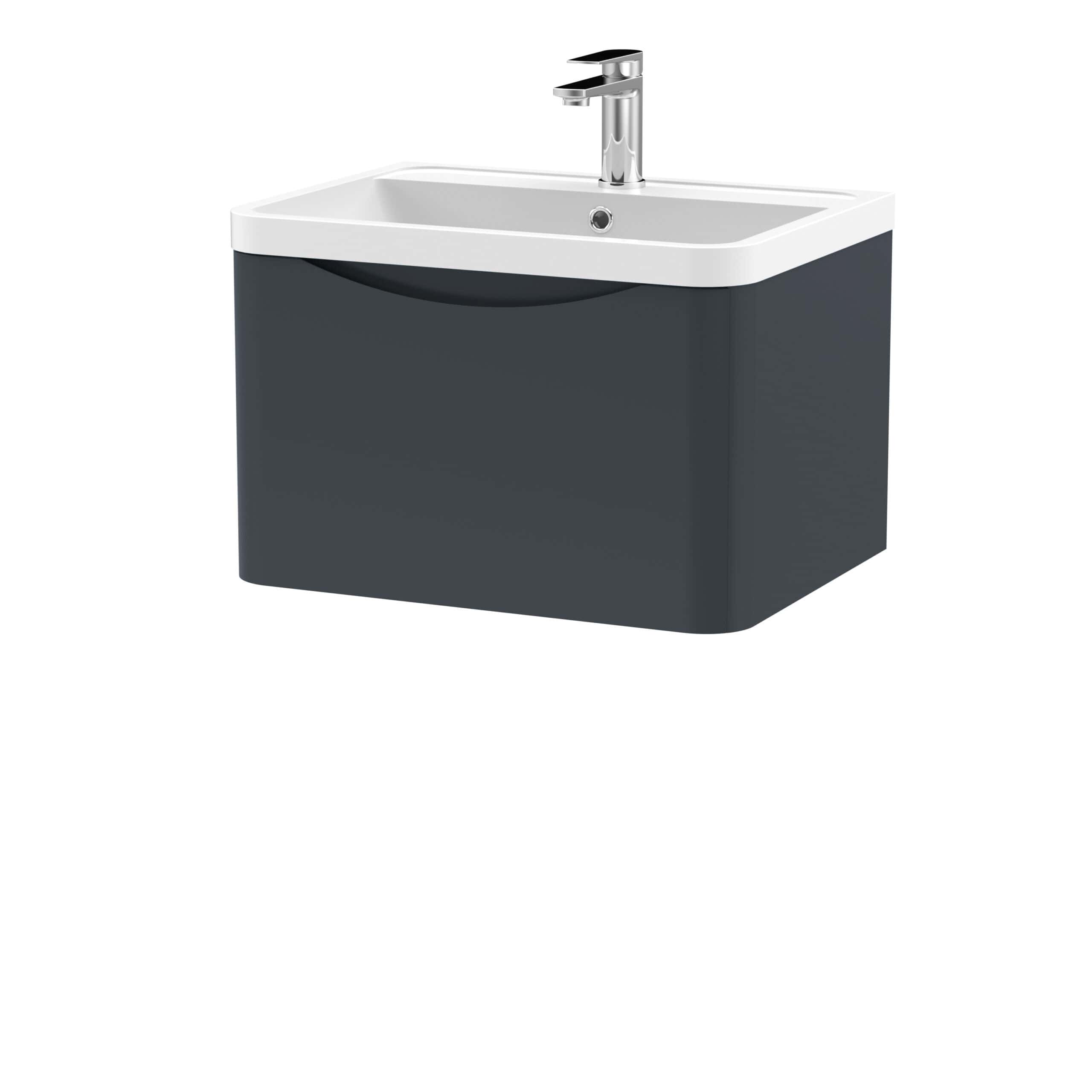 Modern bathroom sink with a sleek black storage cabinet and a chrome faucet. Perfect for contemporary bathroom designs, combining style and practicality, from Bubly Bathrooms.