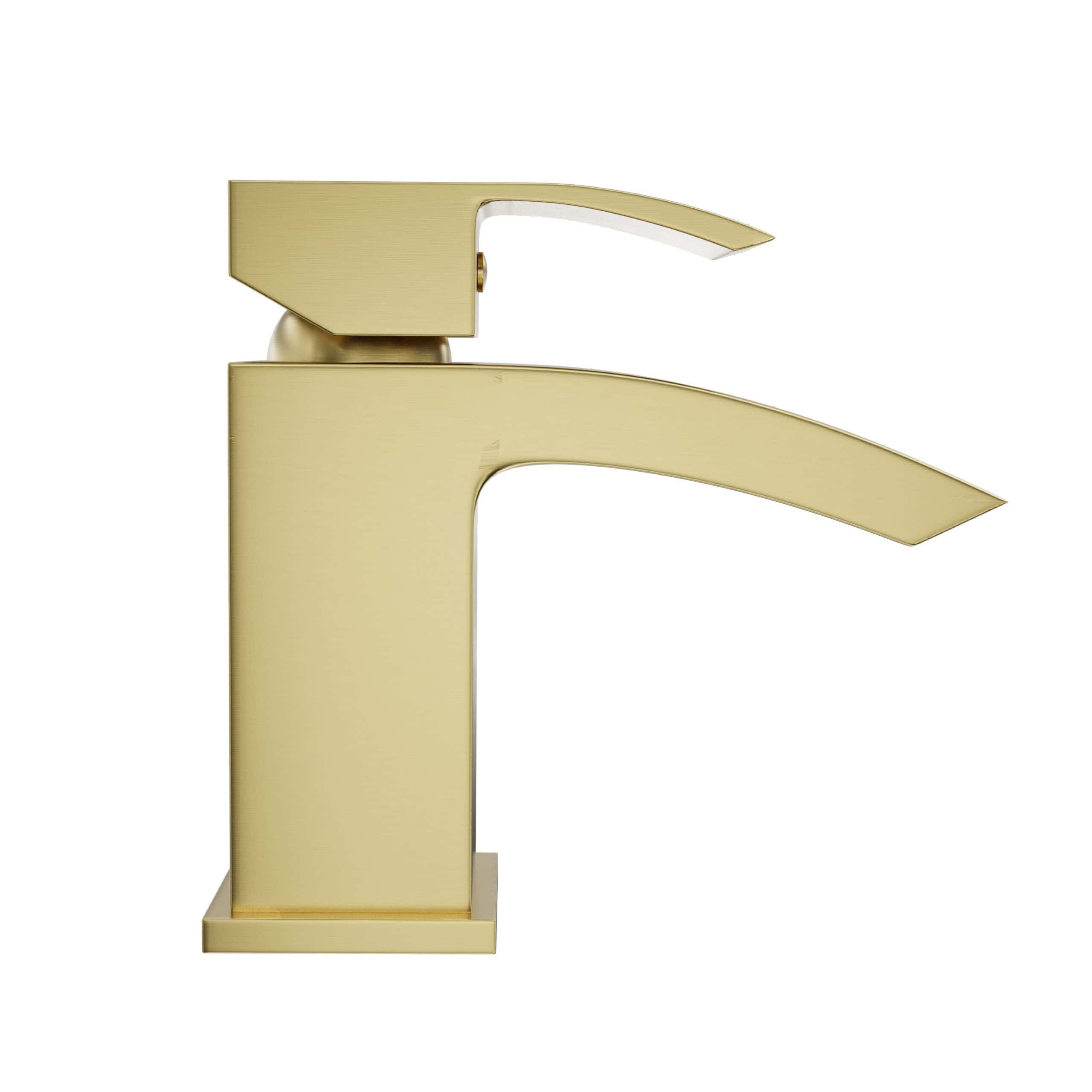 Luxurious gold bathroom sink faucet with modern sleek design for elegant bathroom decor. Perfect for upgrading bathroom fixtures, combining style and functionality.
