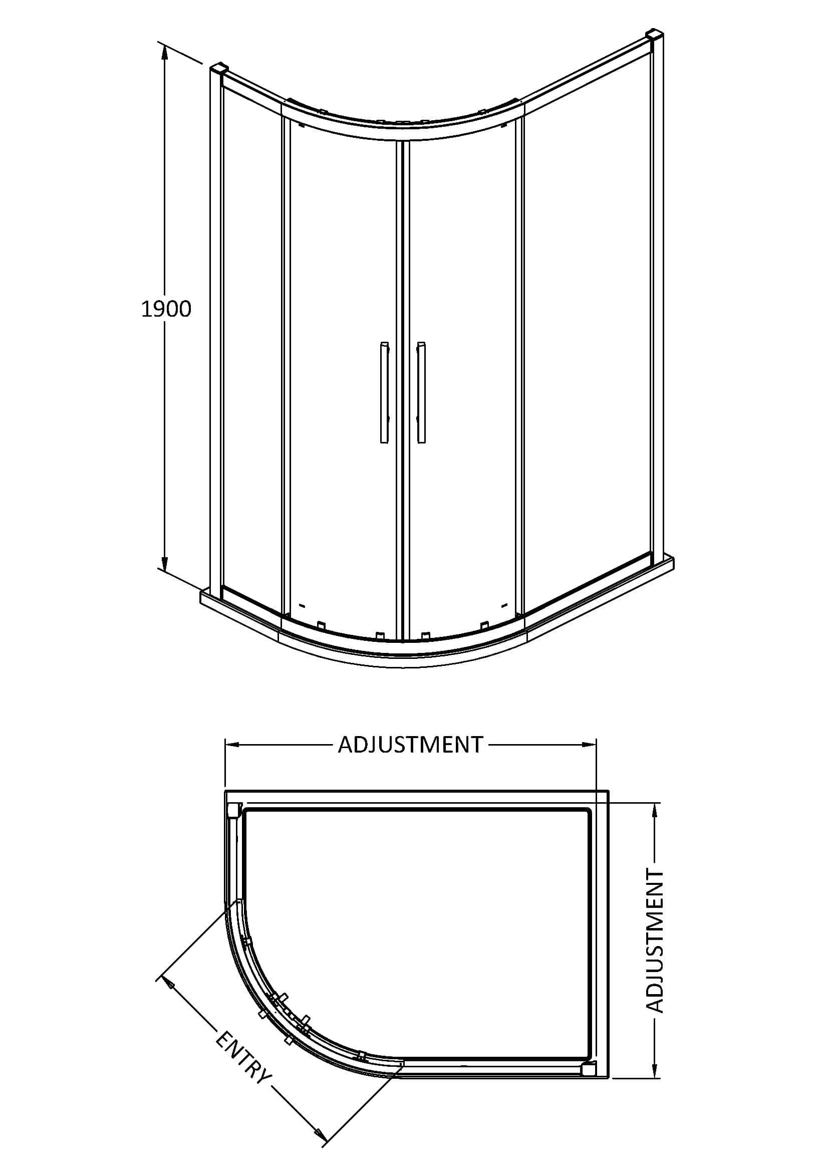 Seated shower cabin with curved glass door and chrome handles, ideal for modern bathroom renovation and space optimisation. Perfect for stylish and functional showering solutions.