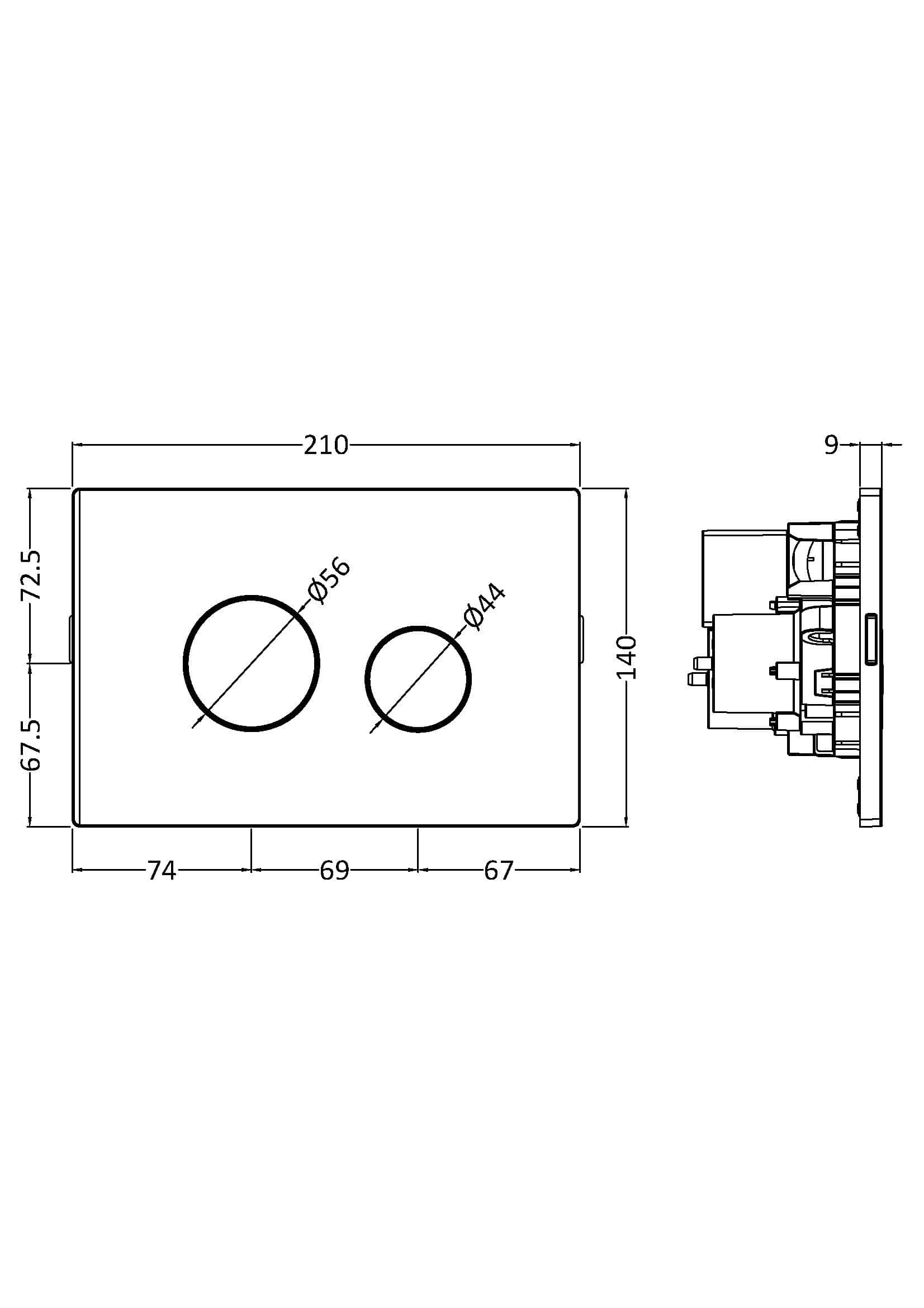 High-quality electric shower switch with precise dimensions for modern bathroom installations, featuring dual control buttons and easy-to-fit design for optimal bathroom functionality.