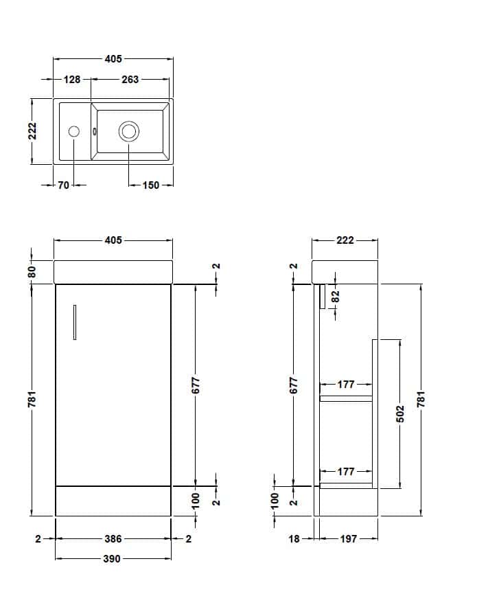 Floor mounted kitchen sink with dimensions, modern black kitchen sink with towel rail, durable and stylish kitchen sink and drainage, perfect for contemporary kitchen renovation, Bubly Bathrooms UK.