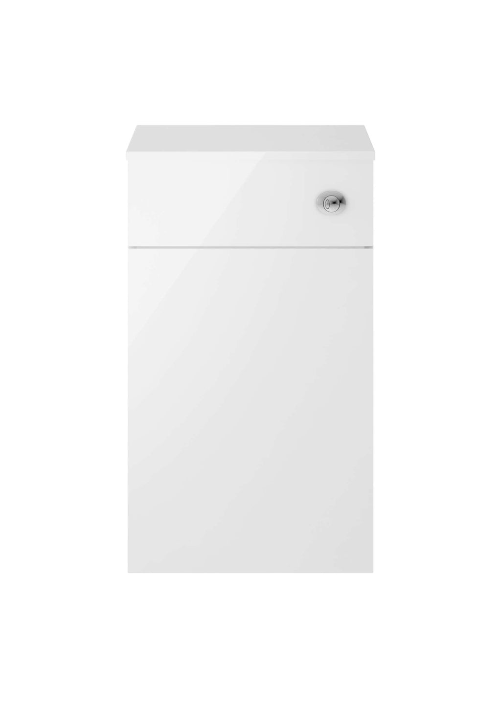 Alkali white washing machine with a top load design and secure lid locking in a modern bathroom setting.