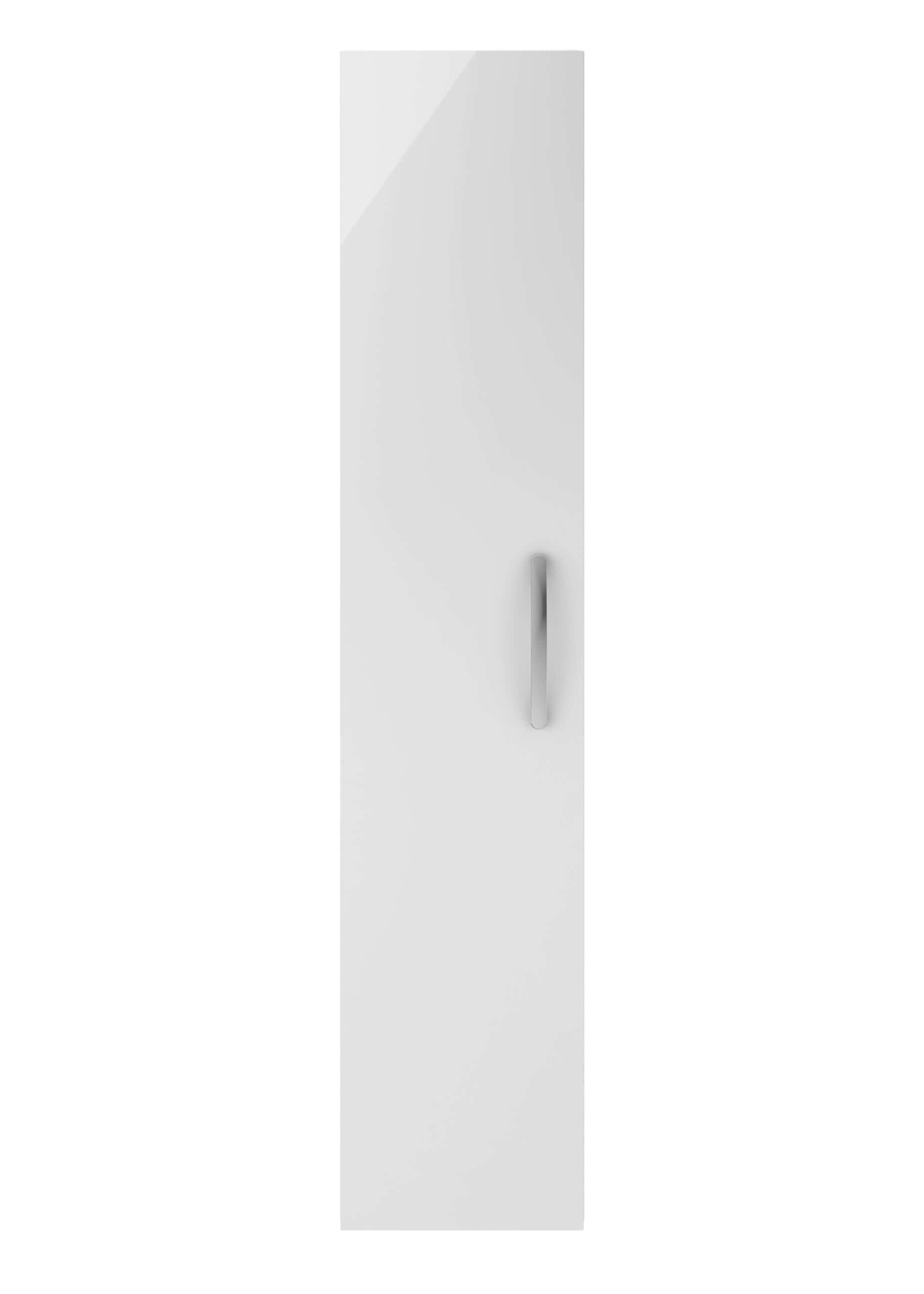 Sleek white bathroom cabinet with a modern handle design, ideal for storage in contemporary bathroom spaces, available at Bubly Bathrooms.