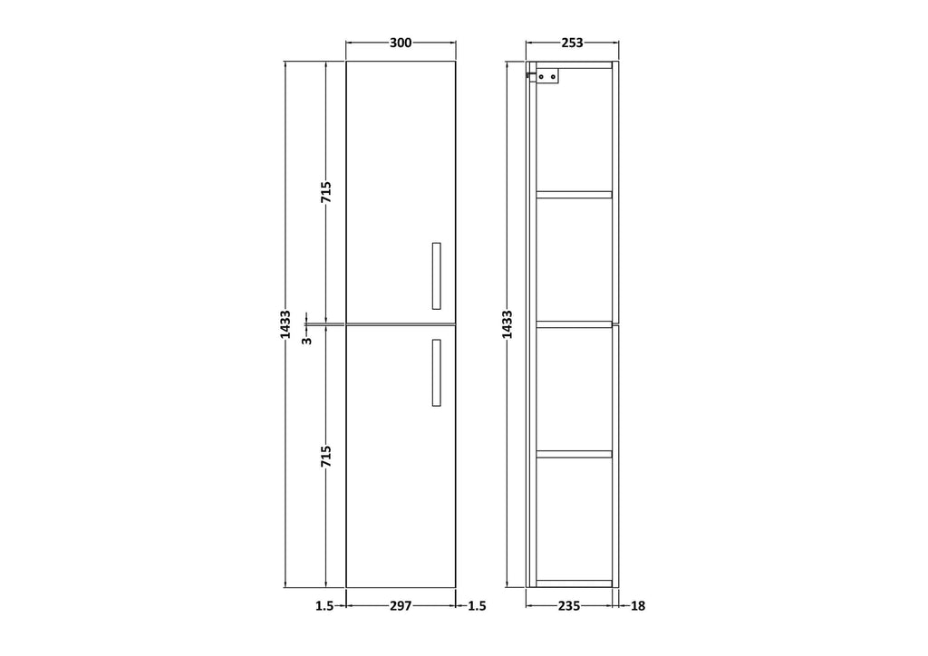 Modern bathroom storage cabinet with sleek design, ideal for bathroom organisation and space-saving solutions. Perfect for contemporary bathroom interiors by Bubly Bathrooms.