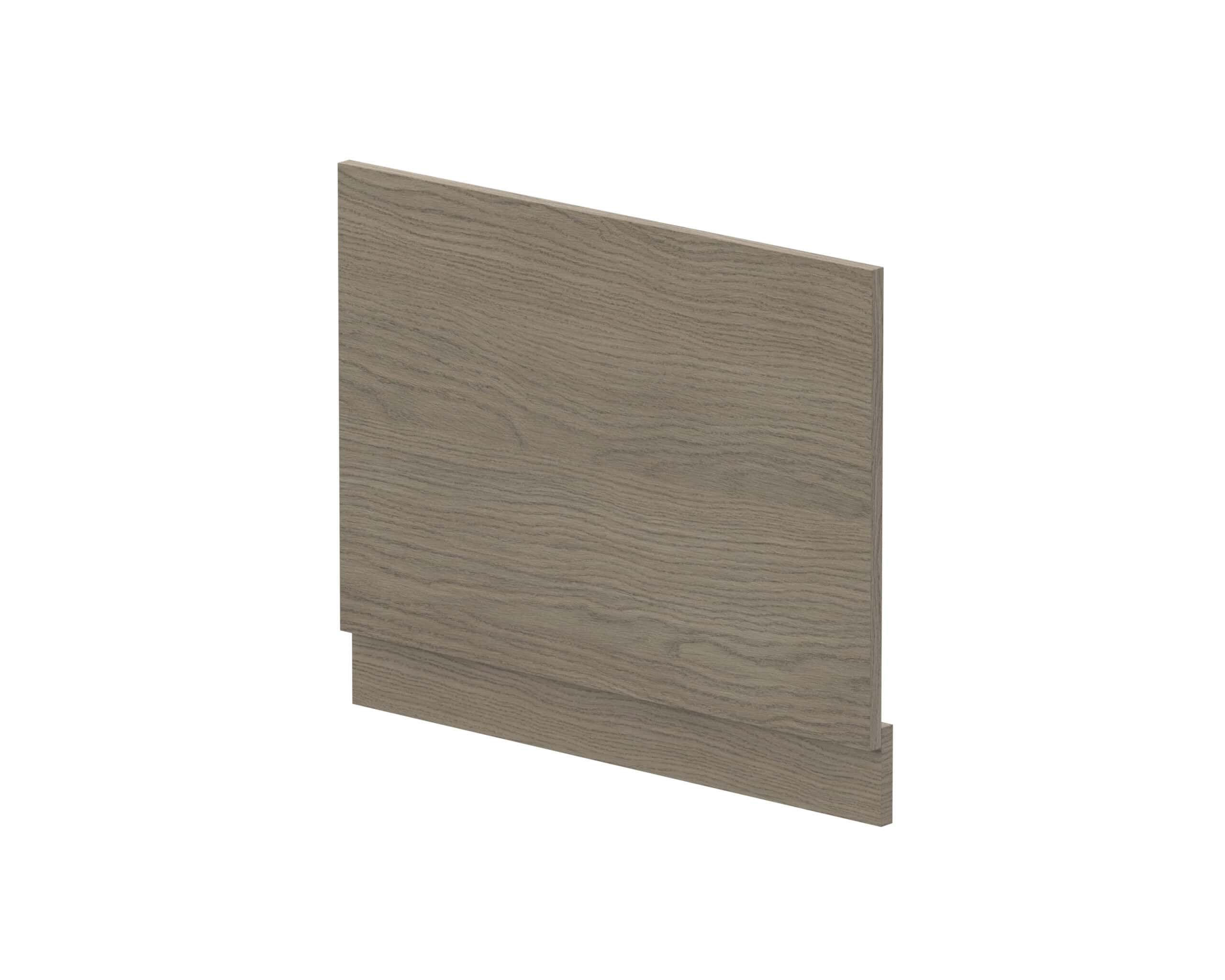Wood effect bathroom cabinet door in grey oak finish for modern bathroom storage and design.