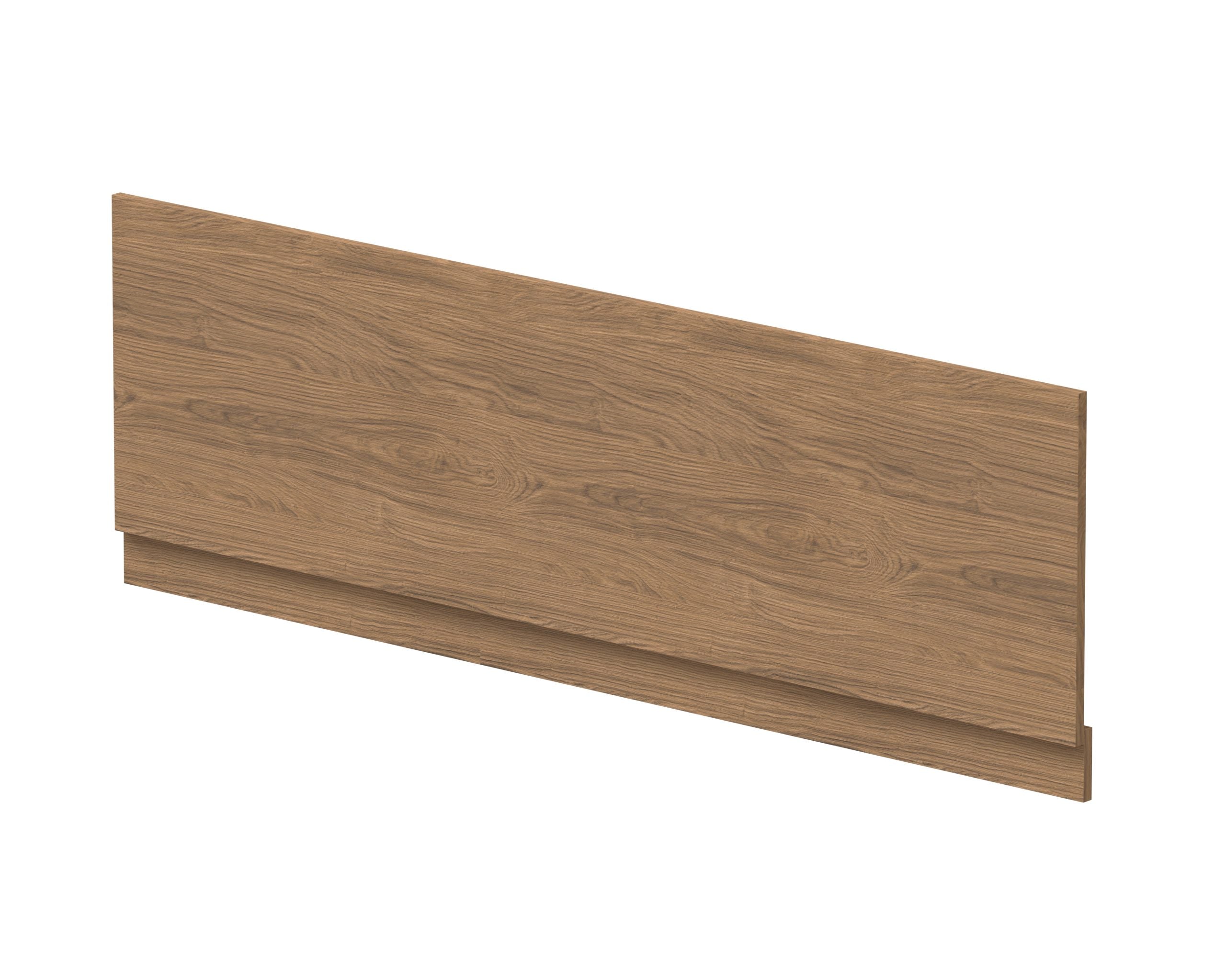 Wood-look bathroom cabinet front panel for modern bathroom storage solutions.