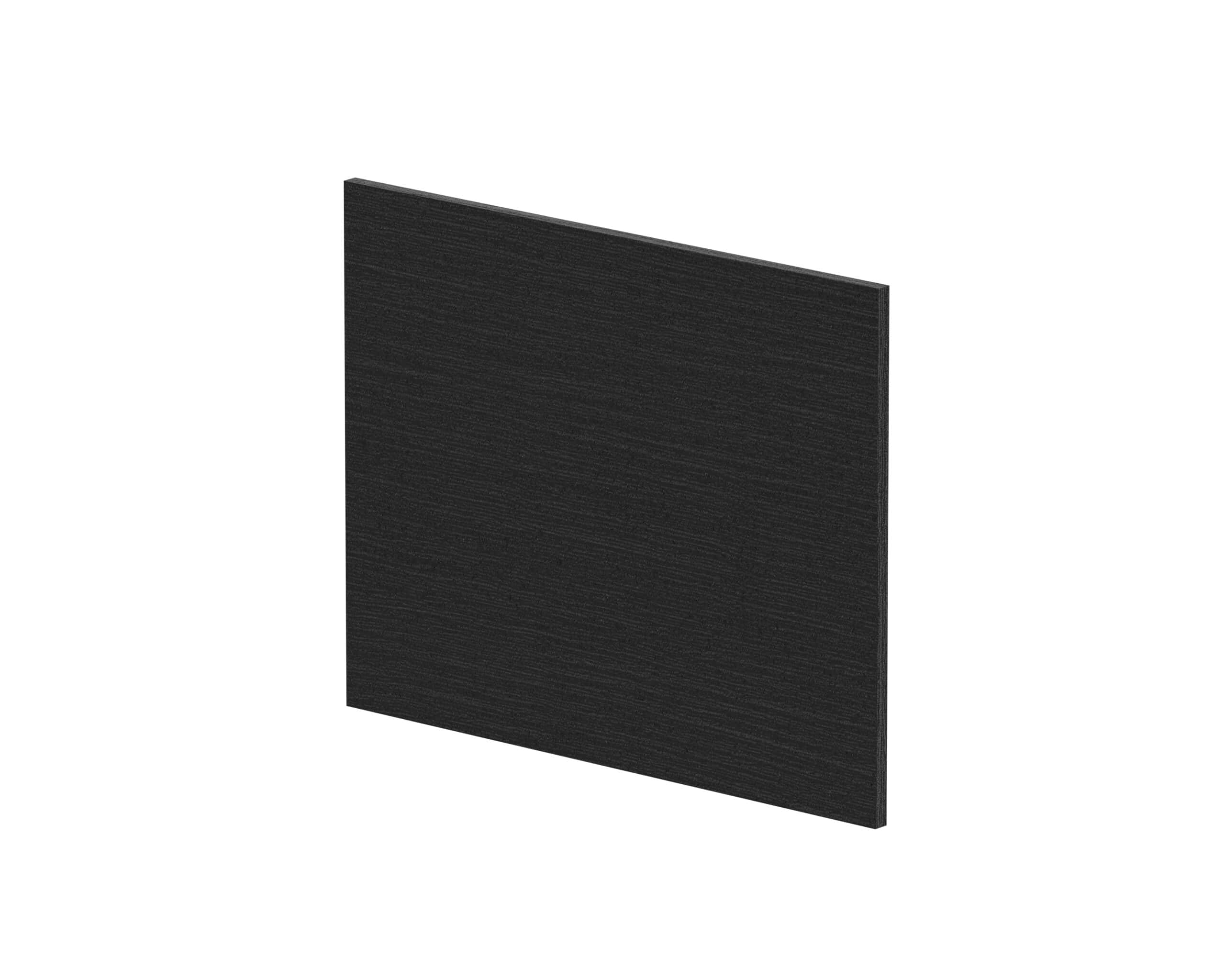 Black wooden bathroom panel for stylish wet room and shower enclosure design.