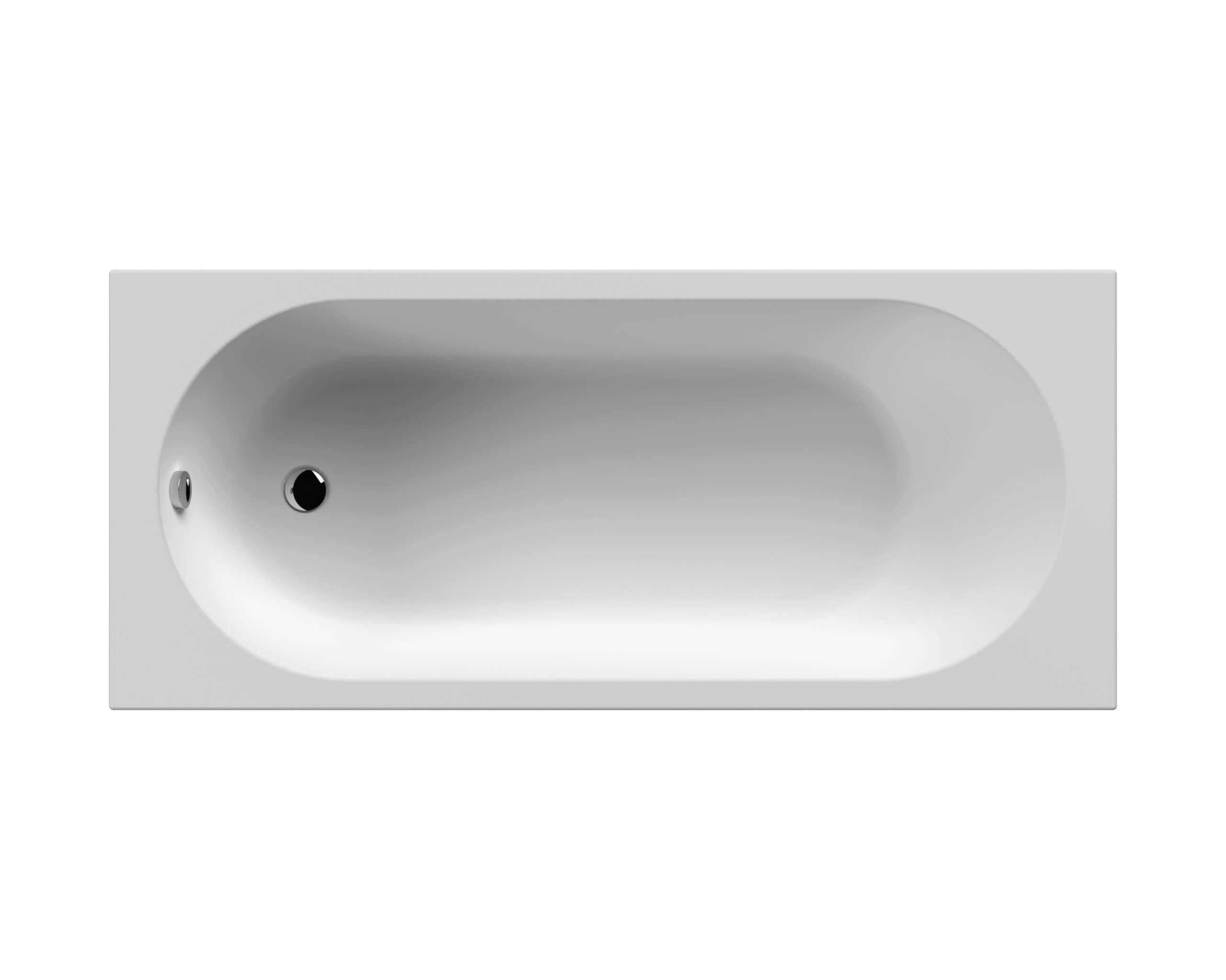 Shower bath with sleek white acrylic finish, integrated waste and tap holes for modern bathroom design. Perfect for a stylish, space-saving shower and bath combo.