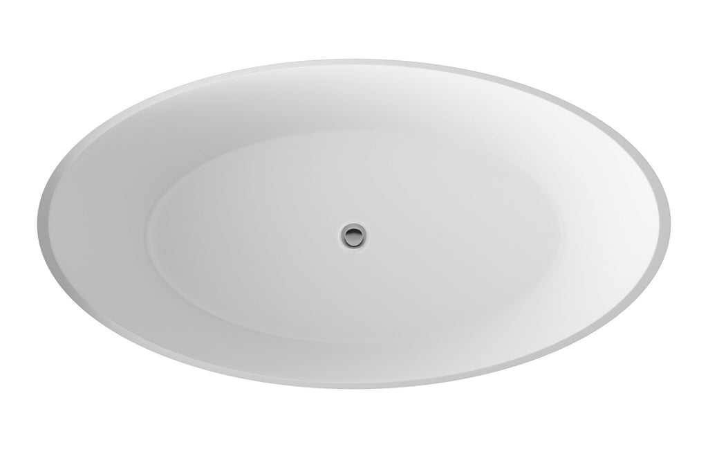 Sleek oval white bathroom sink, modern design, perfect for contemporary bathrooms, with smooth edges and an integrated drain hole, ideal for space-efficient bathroom remodels.