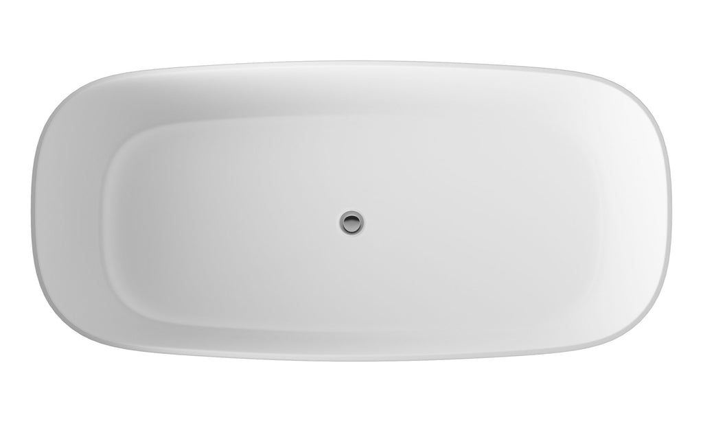 Sleek white bathtub with smooth, modern design perfect for contemporary bathrooms and luxury bathroom upgrades. Ideal for bathroom renovation and installation projects.