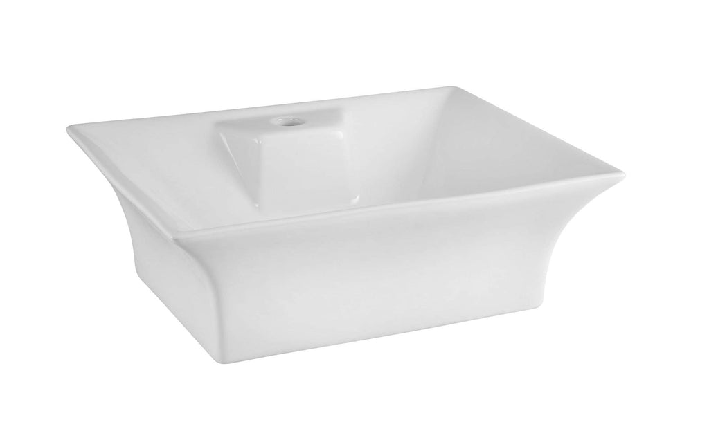 Sleek white rectangular bathroom sink with modern curved edges, ideal for contemporary bathroom designs, guaranteed to add style and functionality to any bathroom space.