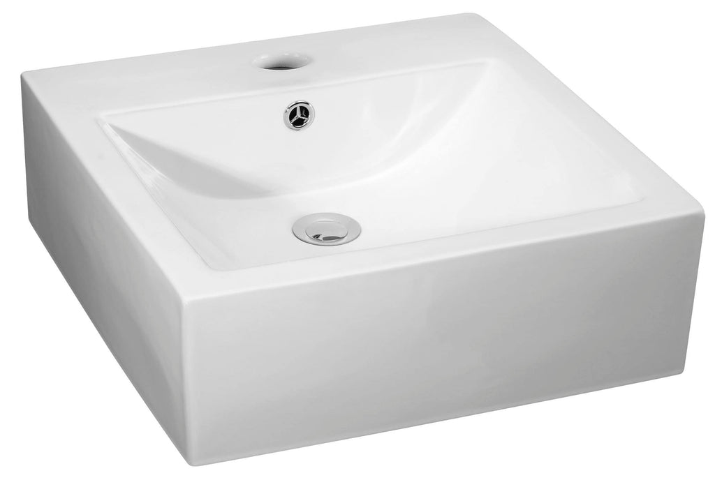 Sleek white bathroom washbasin with modern design, ideal for contemporary bathrooms and ensuite setups. Featuring a spacious ceramic surface, easy-to-clean finish, and a centrally-positioned drain and overflow hole.