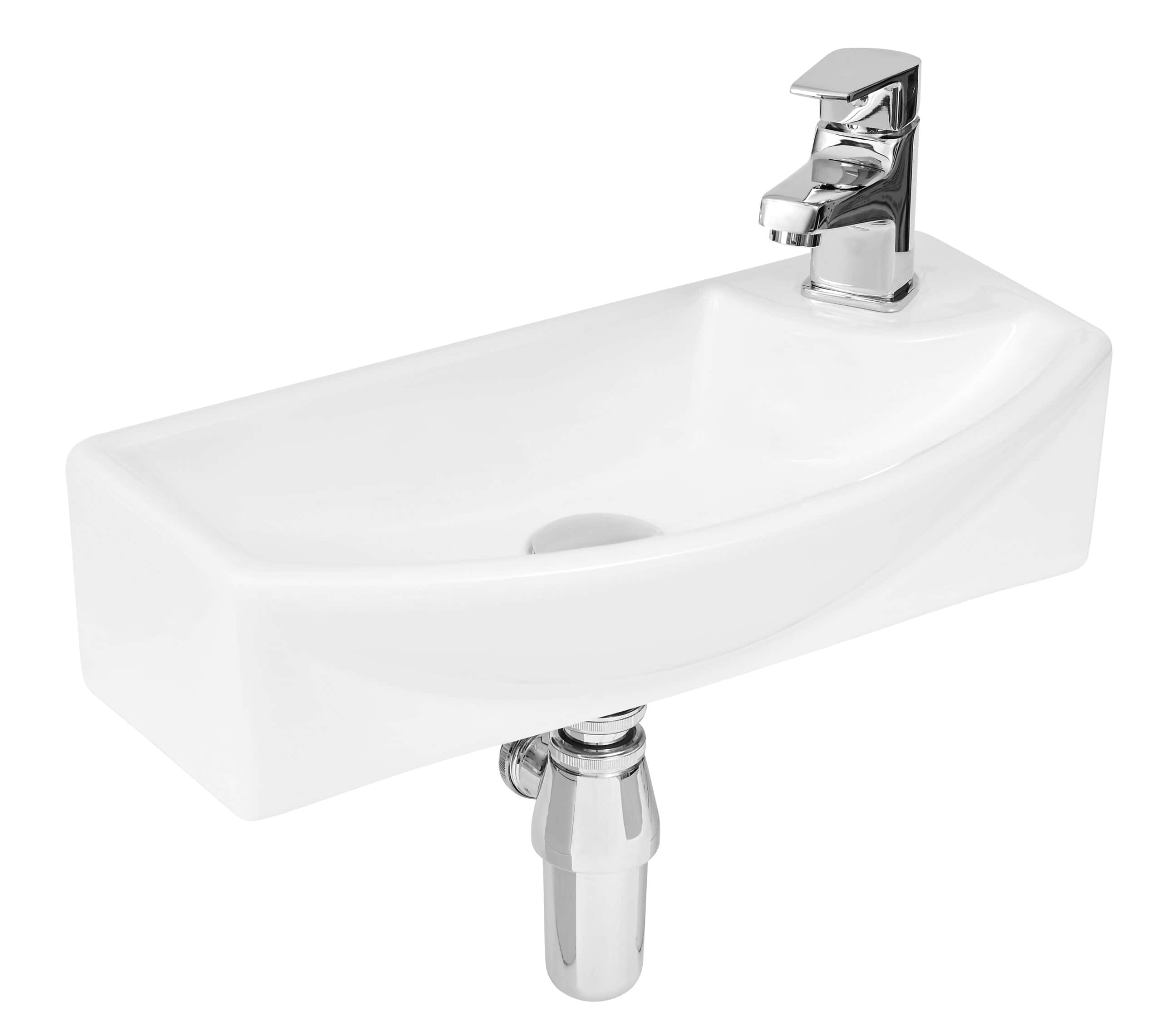Chrome bathroom sink with modern design and sleek faucet, ideal for contemporary bathrooms. Durable ceramic build with easy-to-clean surface and space-saving installation.