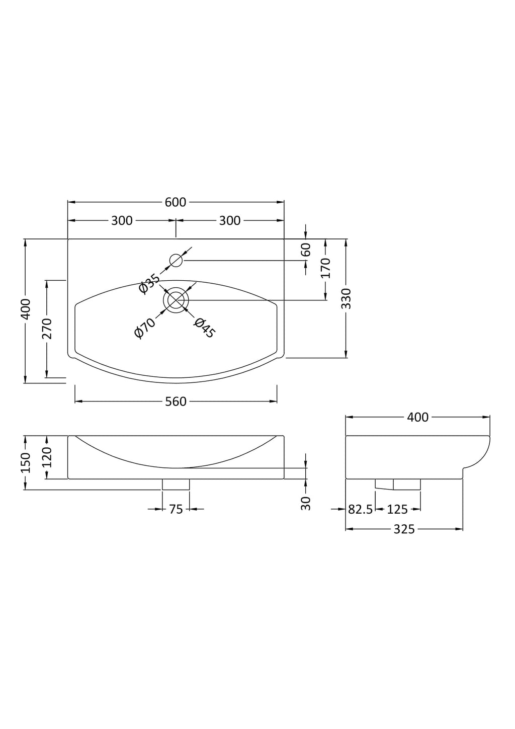 High-quality bathroom vanity unit with precise measurements, ideal for modern bathroom renovation and design projects. Perfect for fitting sinks, taps, and plumbing fixtures.