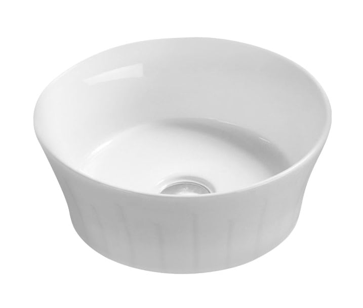 White ceramic bathroom basin, round undermount design for modern bathrooms. Perfect for elegant sink installations and stylish bathroom decor. Durable and easy to clean.