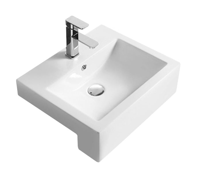 Sleek white bathroom sink with modern chrome tap, ideal for contemporary bathroom designs. Perfect for combining style and functionality in your bathroom renovation.