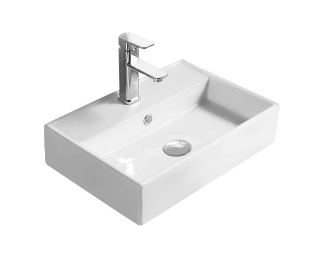 Modern white bathroom sink with chrome faucet, ideal for contemporary bathroom bathrooms decor. Durable ceramic material, easy to clean, perfect for home and commercial bathroom renovations.