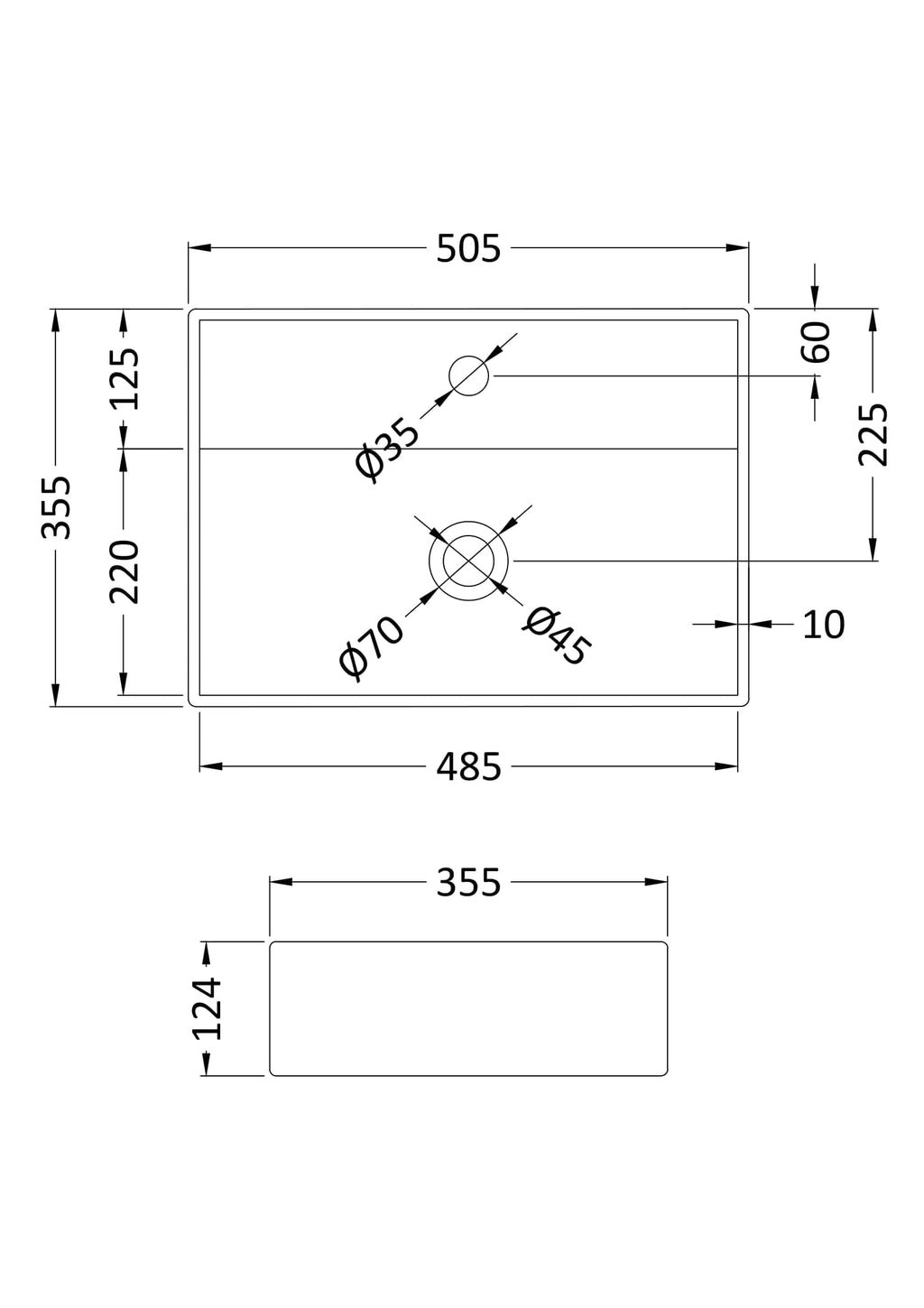 High-quality bathroom sink installation plan with detailed measurements for Bubly Bathrooms. Perfect for modern bathroom renovation projects and plumbing setups.