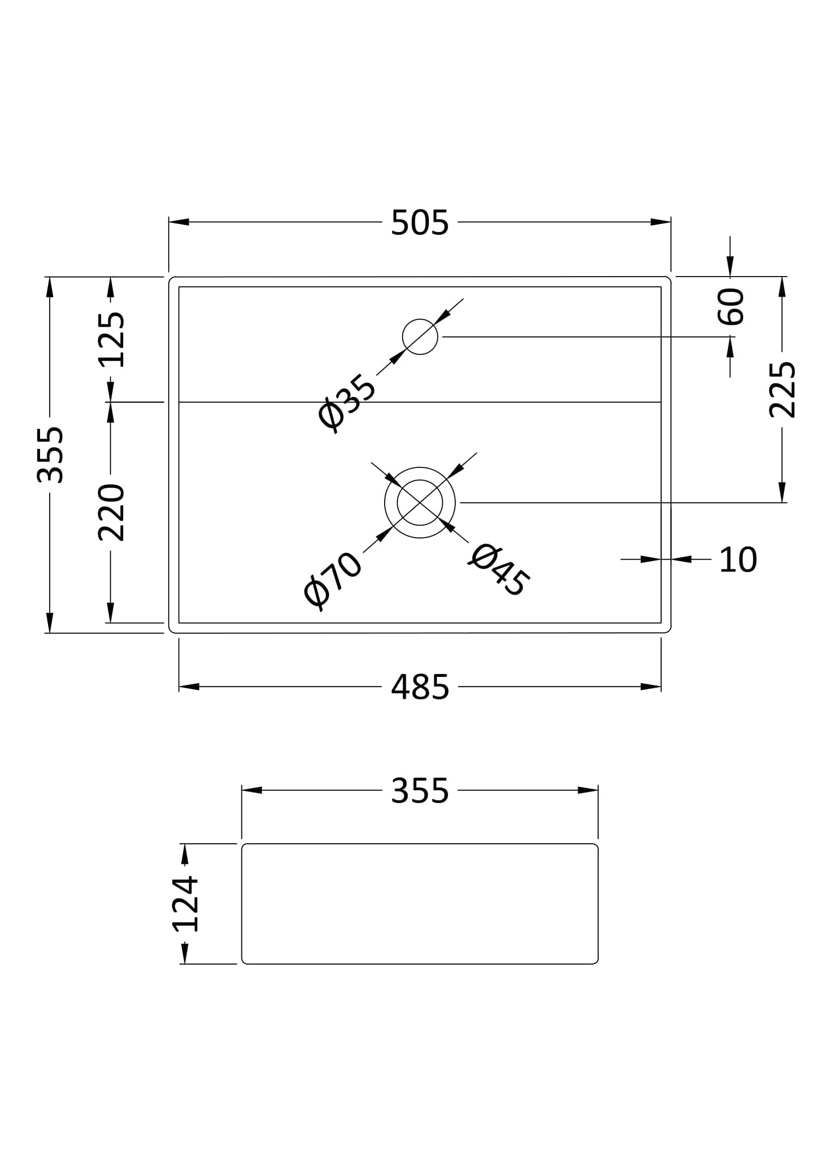 High-quality bathroom sink installation plan with detailed measurements for Bubly Bathrooms. Perfect for modern bathroom renovation projects and plumbing setups.