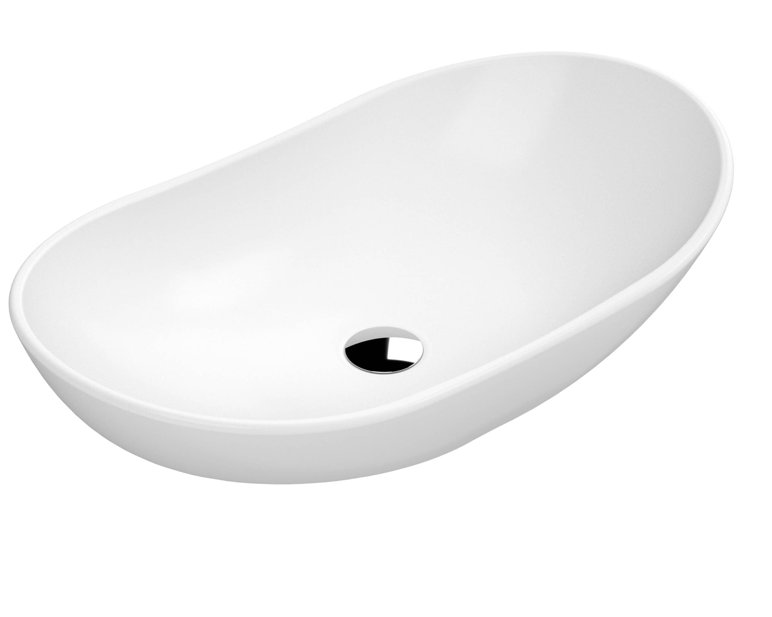 Polished white oval freestanding bath tub, modern and stylish design for luxurious bathroom setups. Perfect for relaxing baths and high-quality bathroom decor.