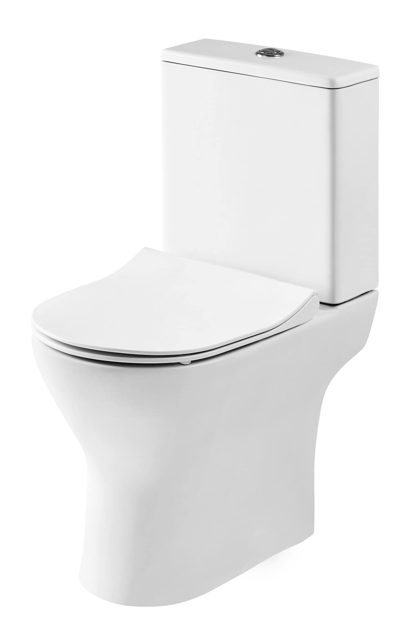Sleek white bathroom toilet with modern design, ideal for contemporary bathroom renovations and installations. Perfect for bathrooms requiring efficient and stylish sanitary ware solutions.