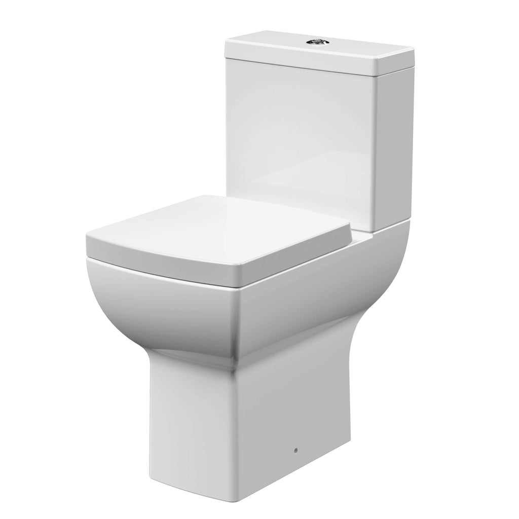 Modern white toilet with a sleek design, ideal for bathroom renovations and upgrades. Perfect for homes and commercial spaces seeking contemporary bathroom fixtures.