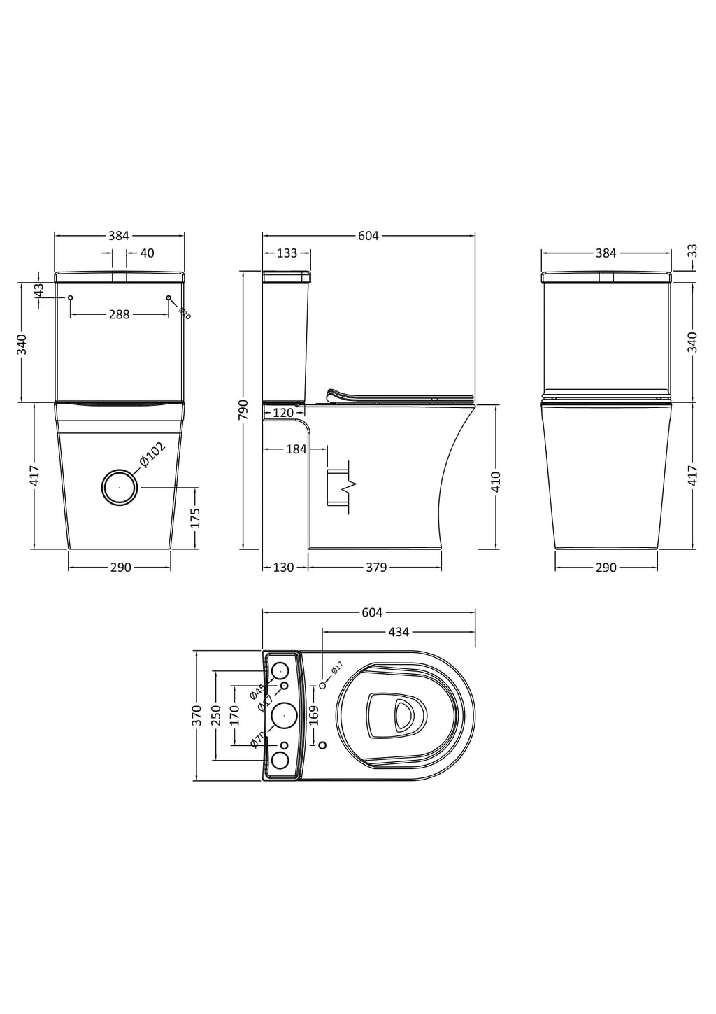 Sleek modern toilet design with detailed technical measurements, ideal for bathroom renovations and installations. Perfect for customers seeking precision in bathroom fixtures.