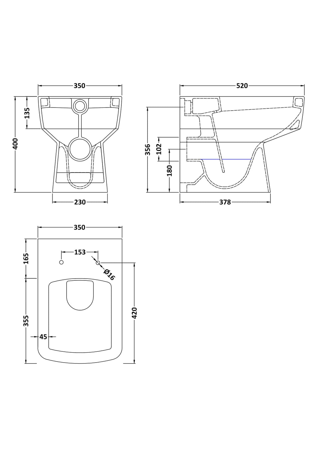 High-quality sanitary ceramic toilet with modern design, dimensions, and plumbing specifications by Bubly Bathrooms for sleek bathroom renovation.