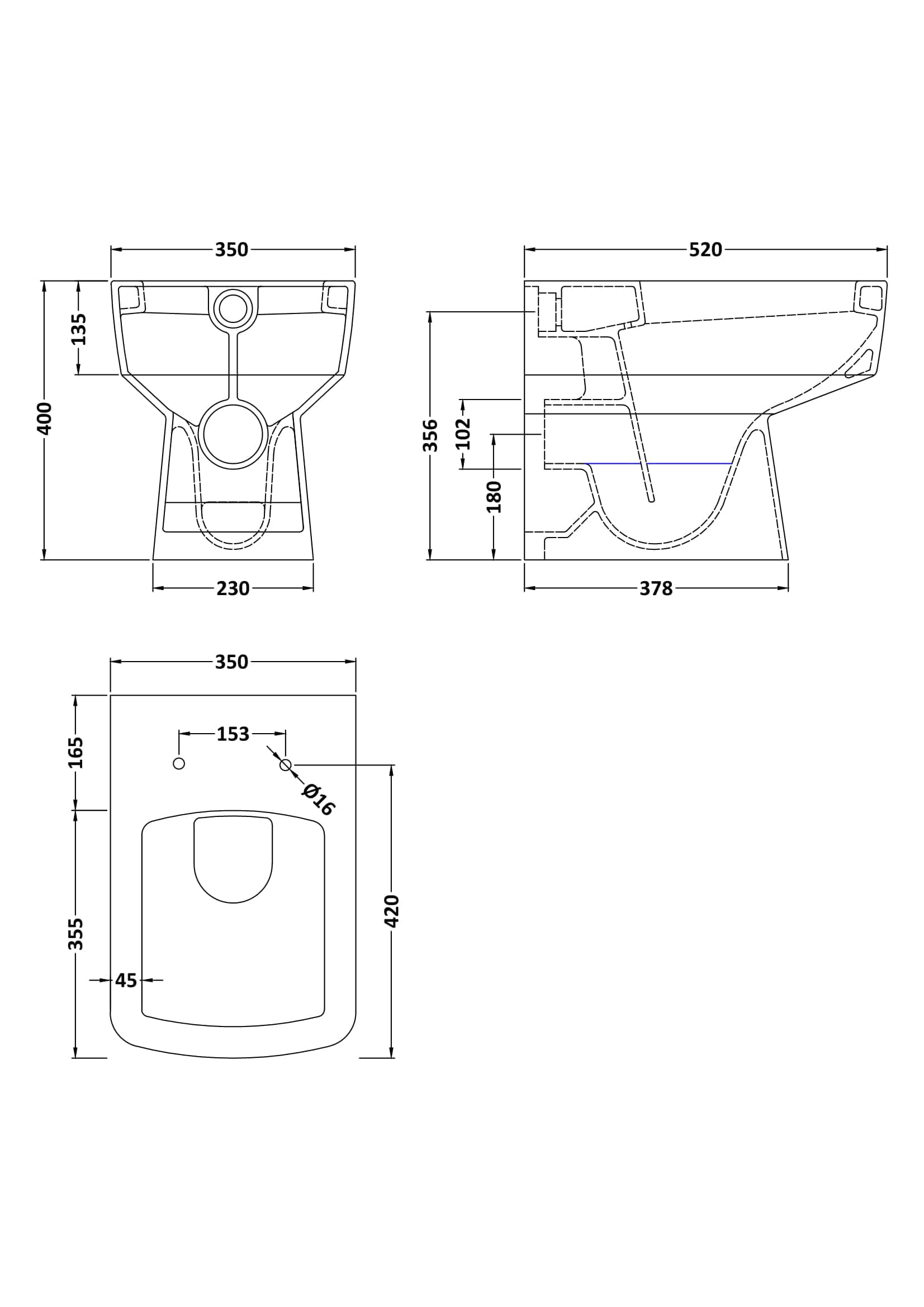 High-quality sanitary ceramic toilet with modern design, dimensions, and plumbing specifications by Bubly Bathrooms for sleek bathroom renovation.
