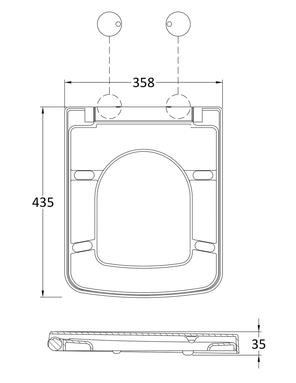 High-quality bathroom toilet seat with detailed dimensions for optimal fitting and comfort. Suitable for modern bathroom renovation and upgrades.