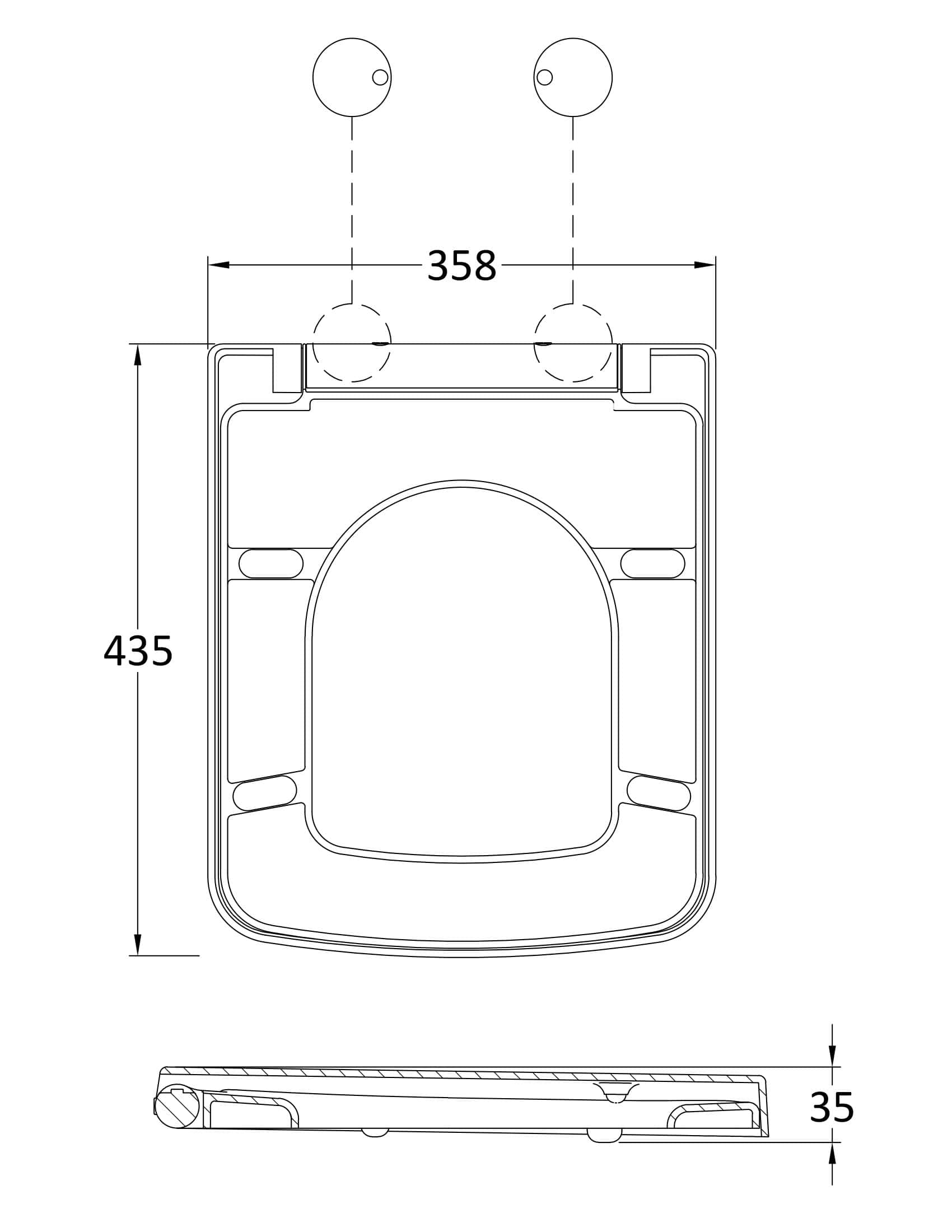 High-quality bathroom toilet seat with detailed dimensions for optimal fitting and comfort. Suitable for modern bathroom renovation and upgrades.