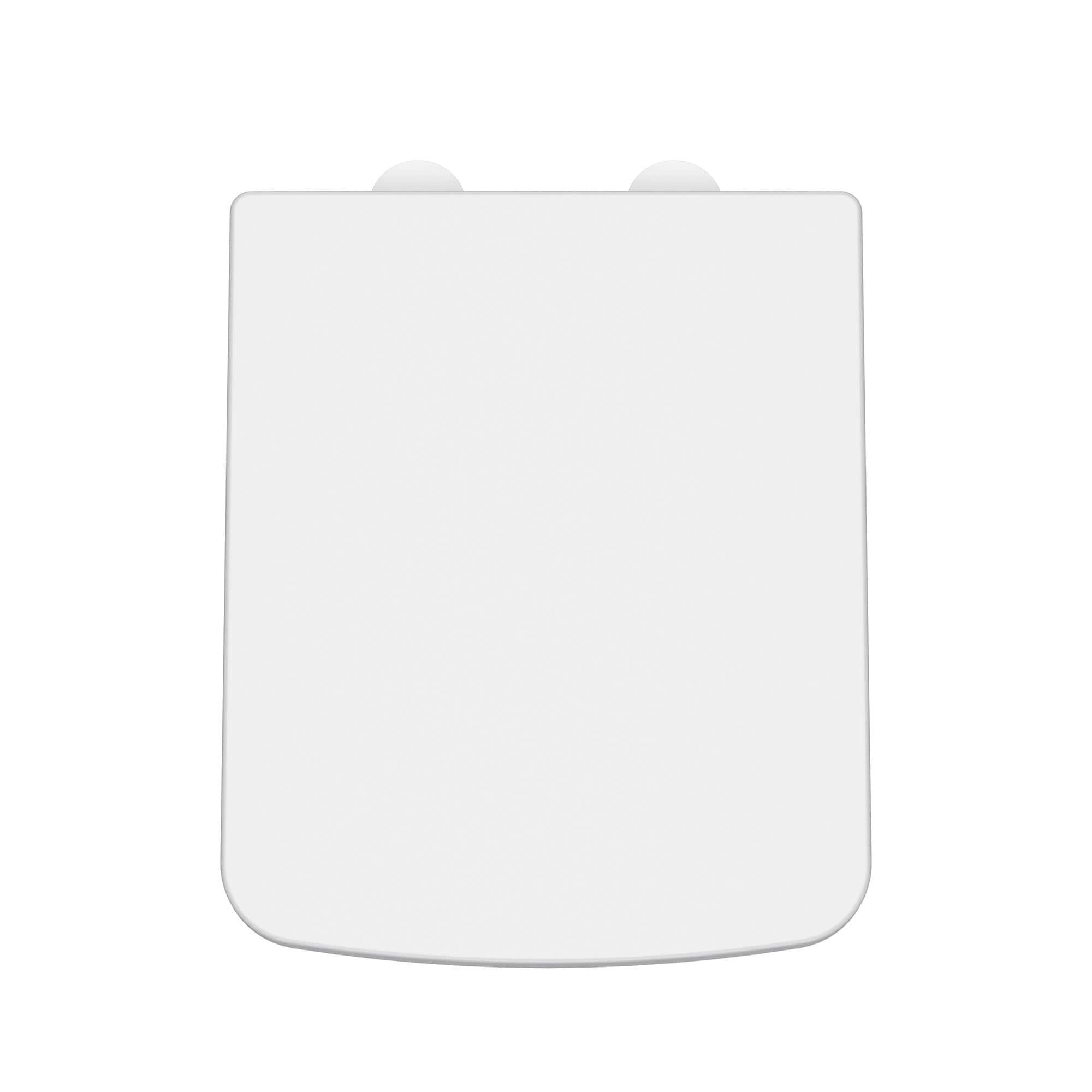Smooth white toilet seat with soft-closing lid, modern bathroom essential for comfort and hygiene, designed for easy installation and durable use. Perfect for contemporary bathroom refurbishments.
