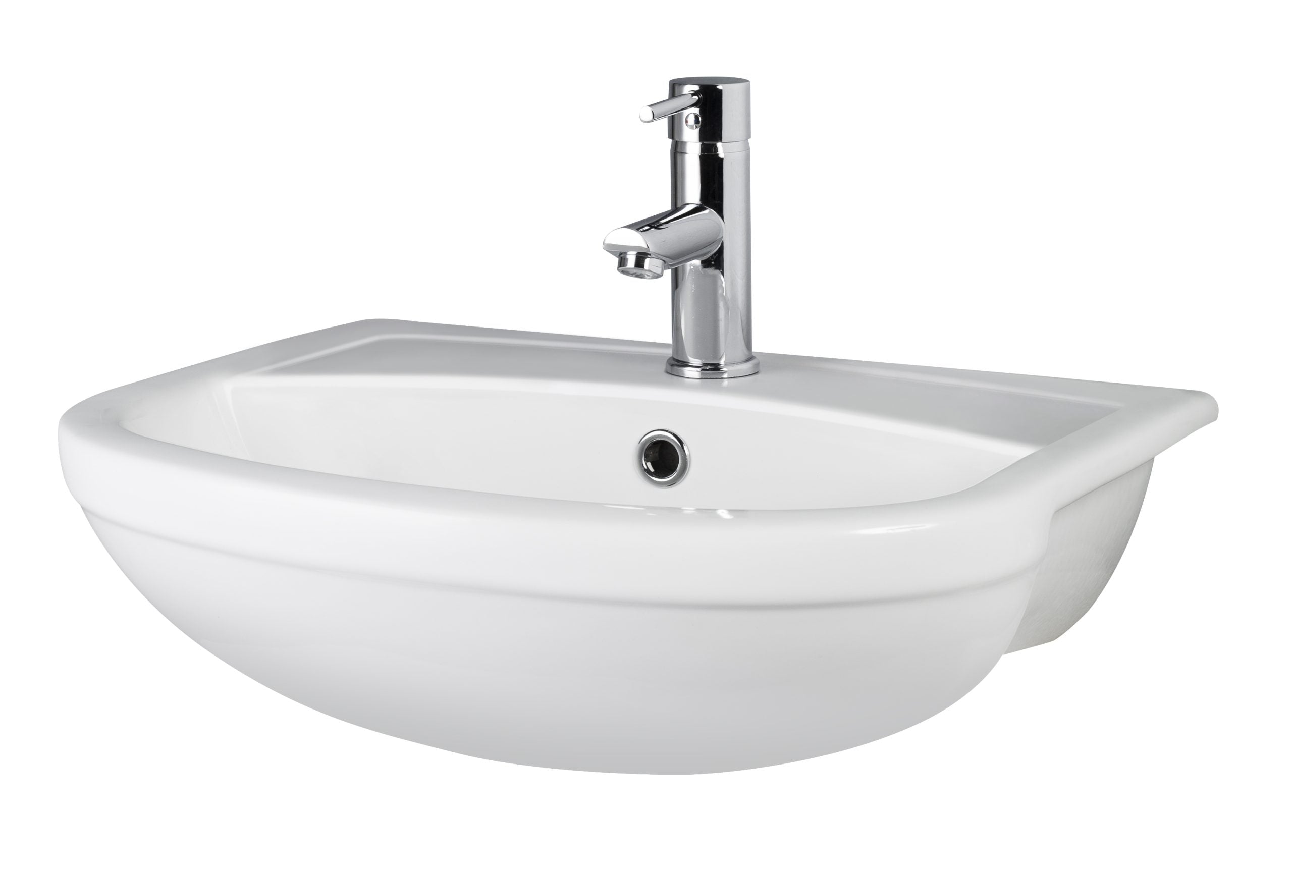 Shower basin with chrome tap and overflow hole, ideal for modern bathroom designs, durable ceramic material, and easy to clean for optimal hygiene.