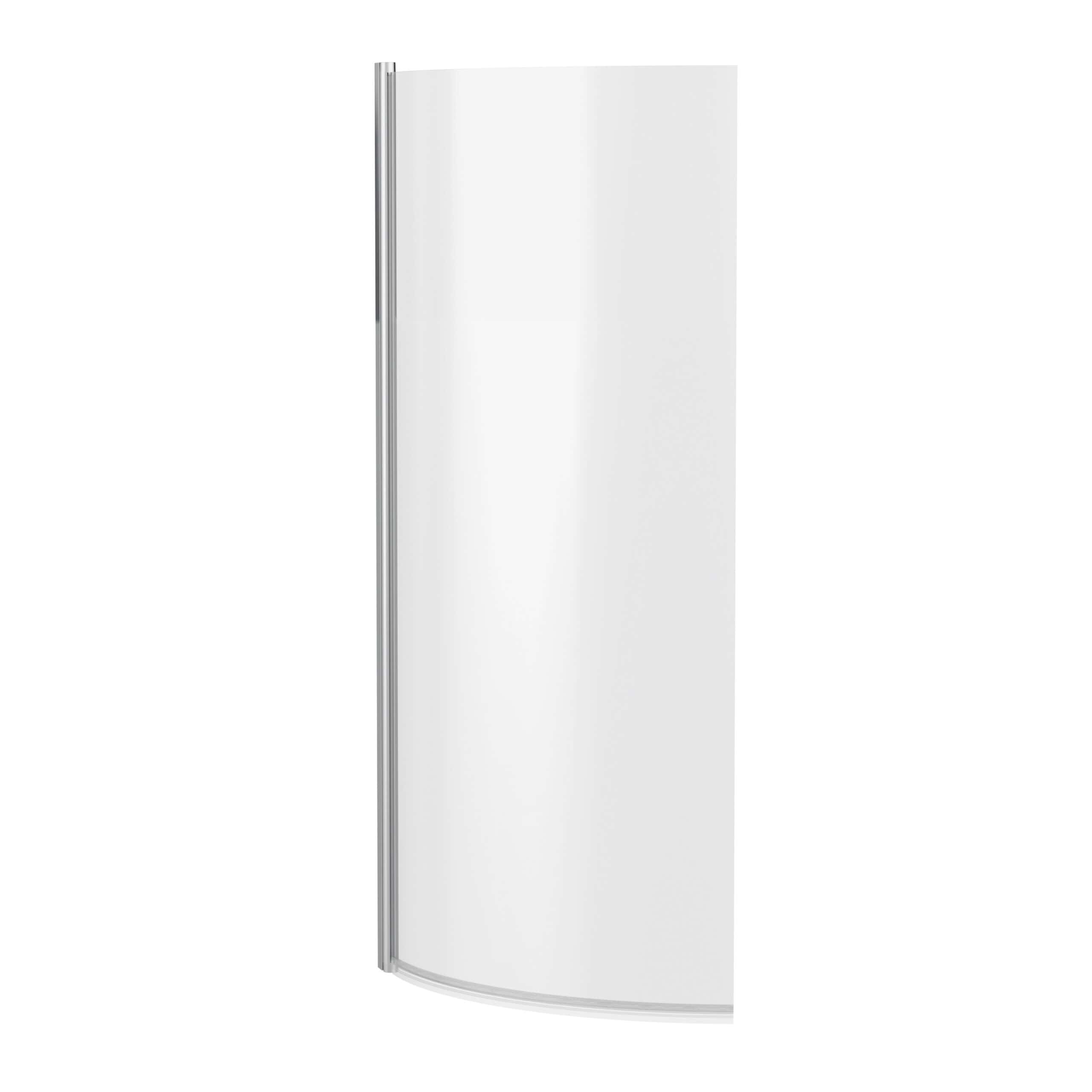 Sleek white curved shower screen for modern bathroom design, providing water containment and style. Suitable for shower enclosures, enhancing bathroom functionality and aesthetics.