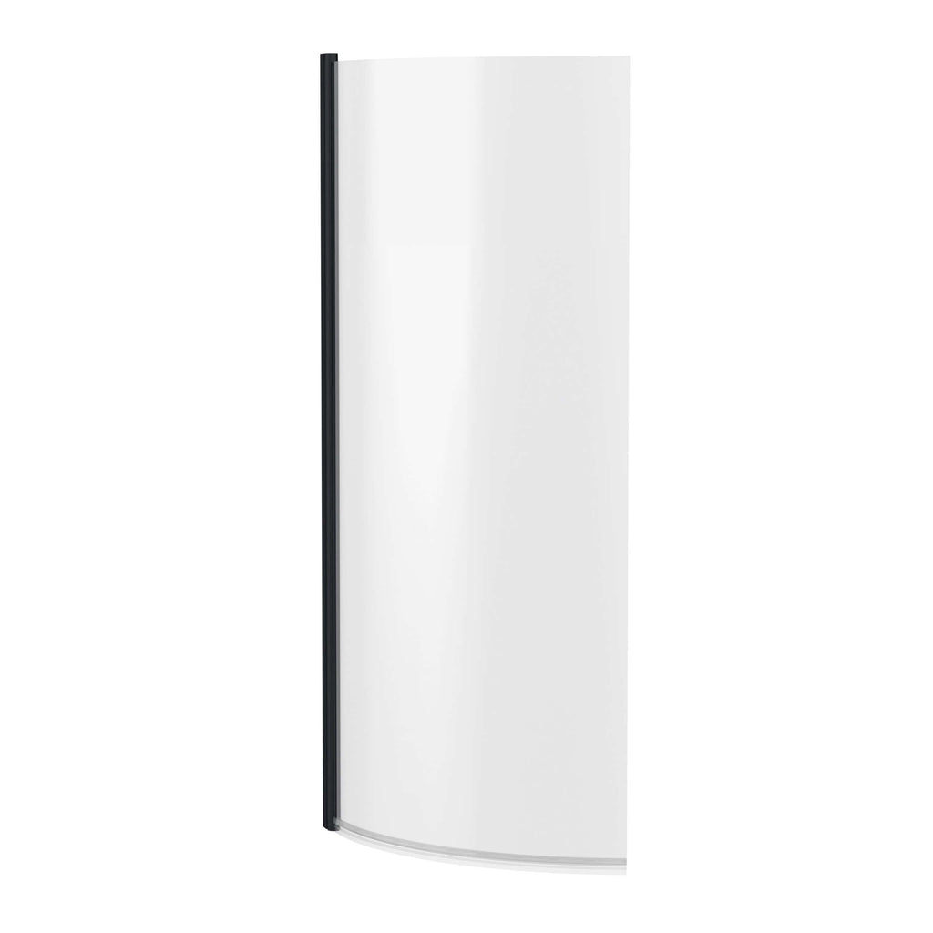 Sleek white shower screen with black framing, ideal for modern bathrooms, enhancing safety and style.