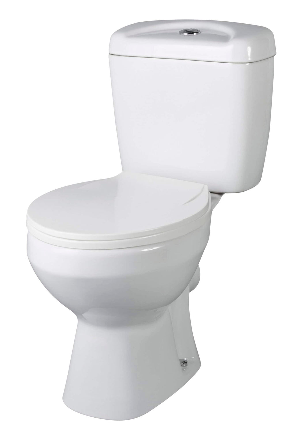 Sleek white toilet with modern design, ideal for contemporary bathrooms, featuring easy-to-clean ceramic surface. Perfect for bathroom renovation or upgrade projects.