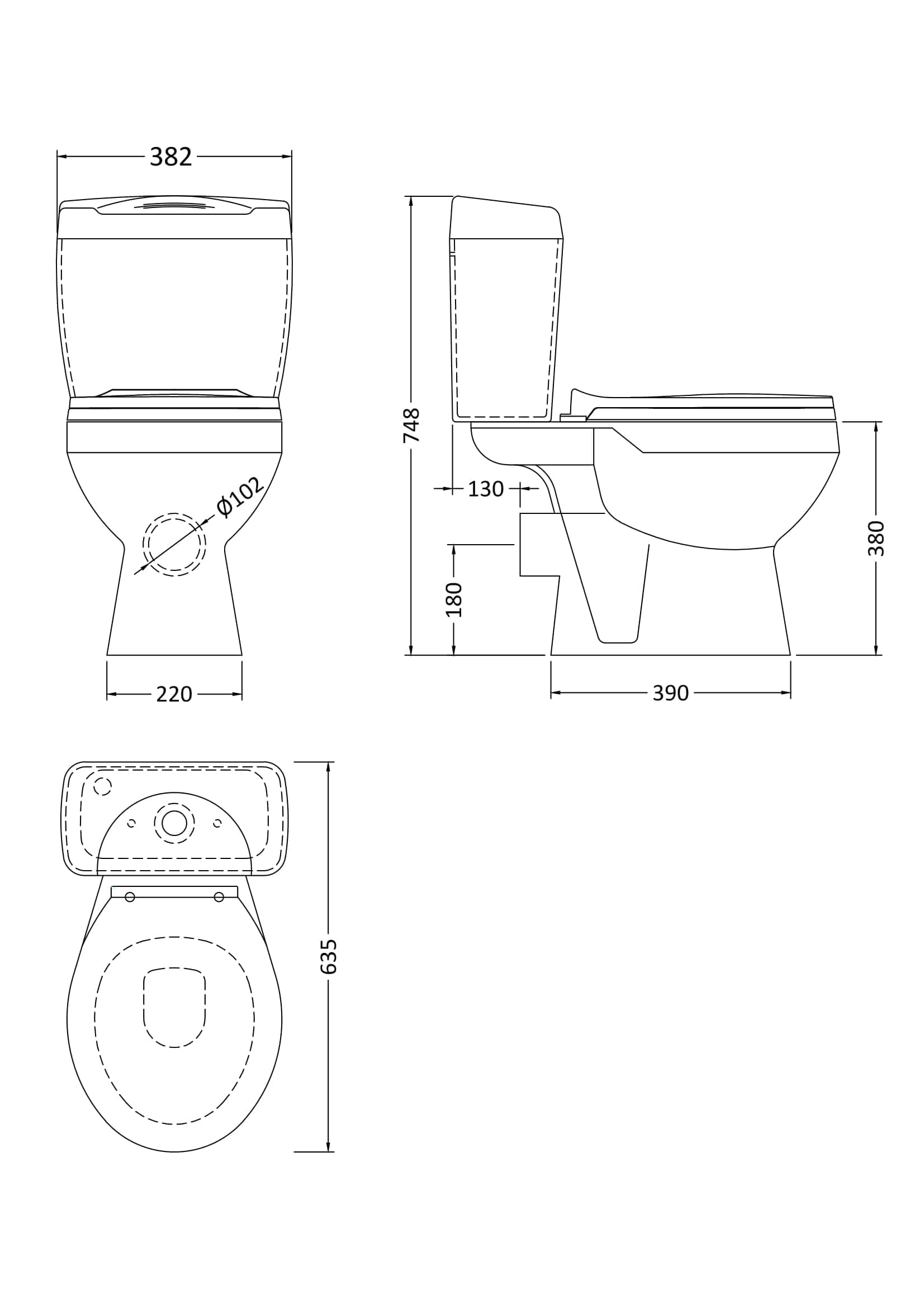 Sleek modern toilet design with detailed dimensions, ideal for contemporary bathroom renovations and installations.