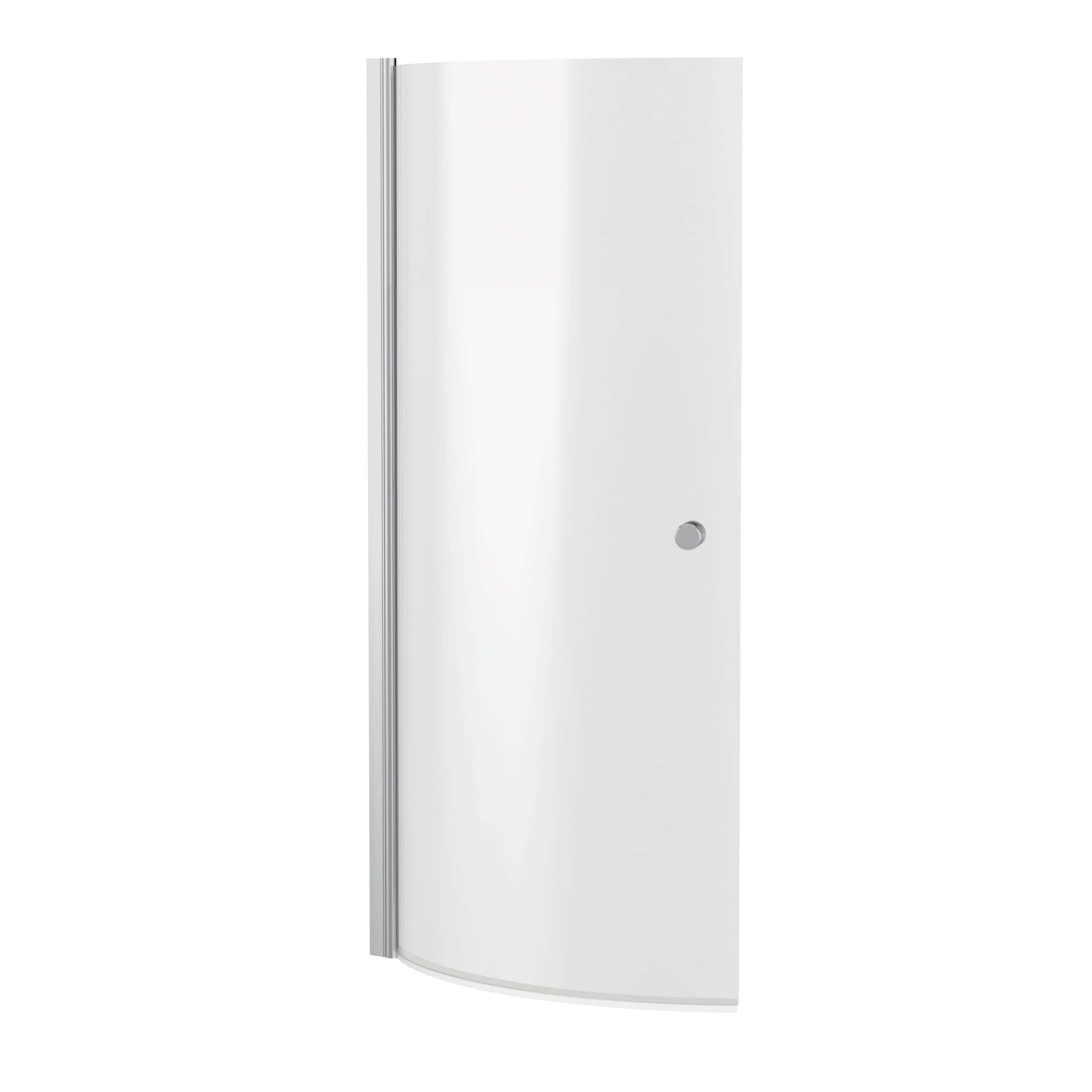 Sleek white modern shower enclosure with curved doors, ideal for contemporary bathroom designs, durable hygienic glass, space-saving, and easy to clean.