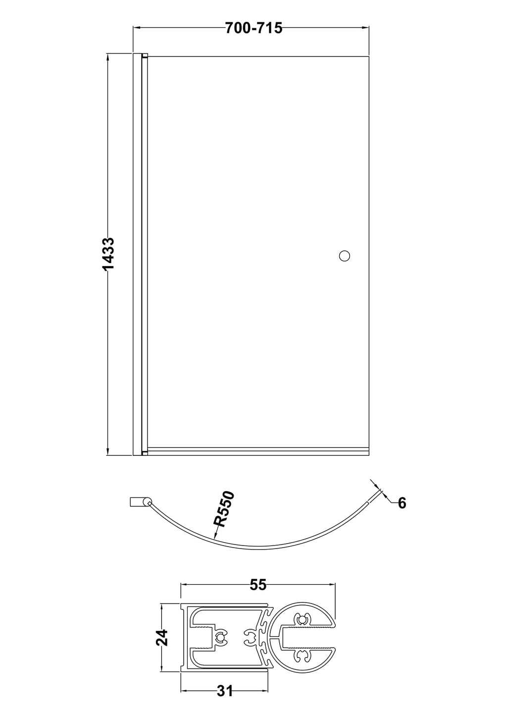 Aluminium shower enclosure with ergonomic handle and secure sealing, designed for modern bathrooms, easy to install and durable for long-lasting use.