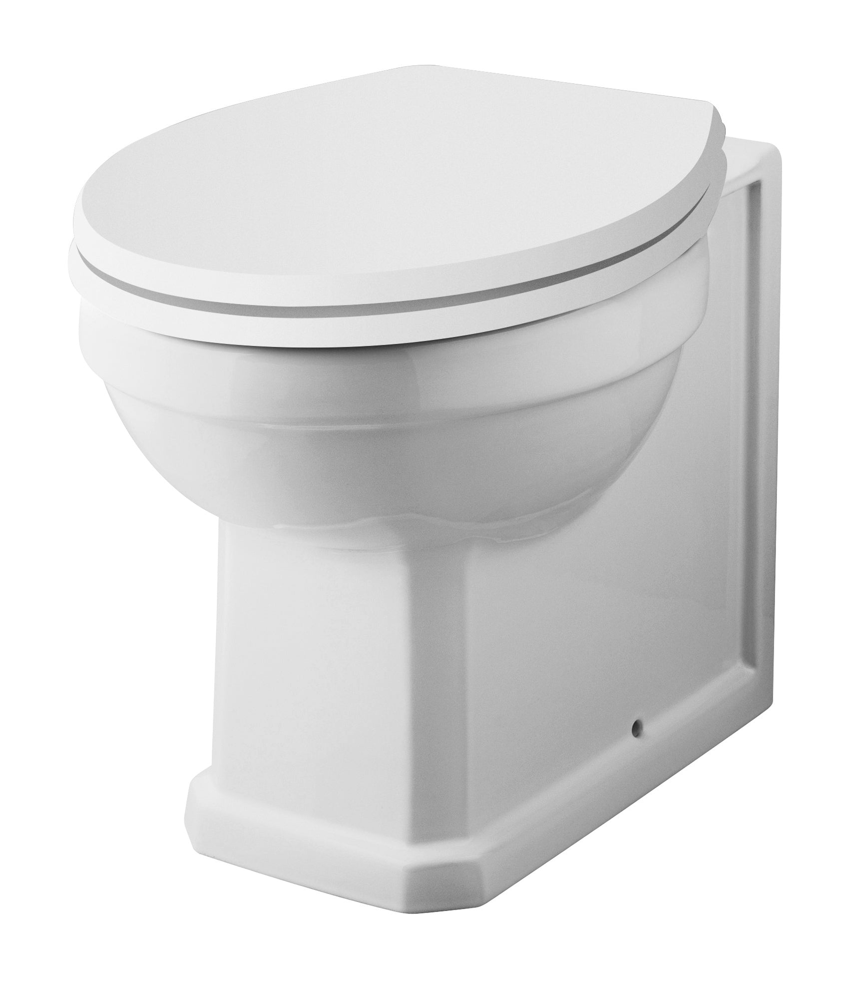 Toilet with a white ceramic seat and modern design, perfect for contemporary bathrooms, offering comfort and hygiene for everyday use.