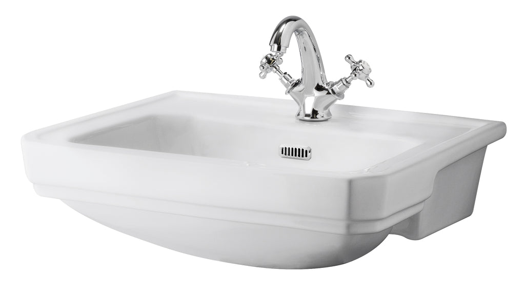 Chrome bathroom sink with classic dual-handle faucet, ideal for traditional and contemporary bathroom designs, offering durability and style.