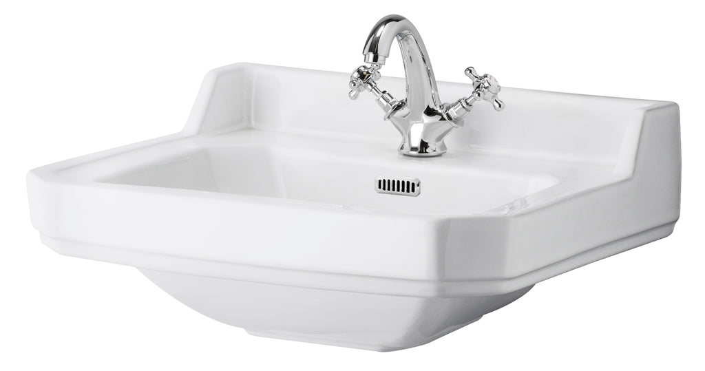 Elegant white ceramic bathroom sink with chrome mixer tap, perfect for modern bathroom designs. Durable and stylish, ideal for meticulous bathroom renovations or updates.