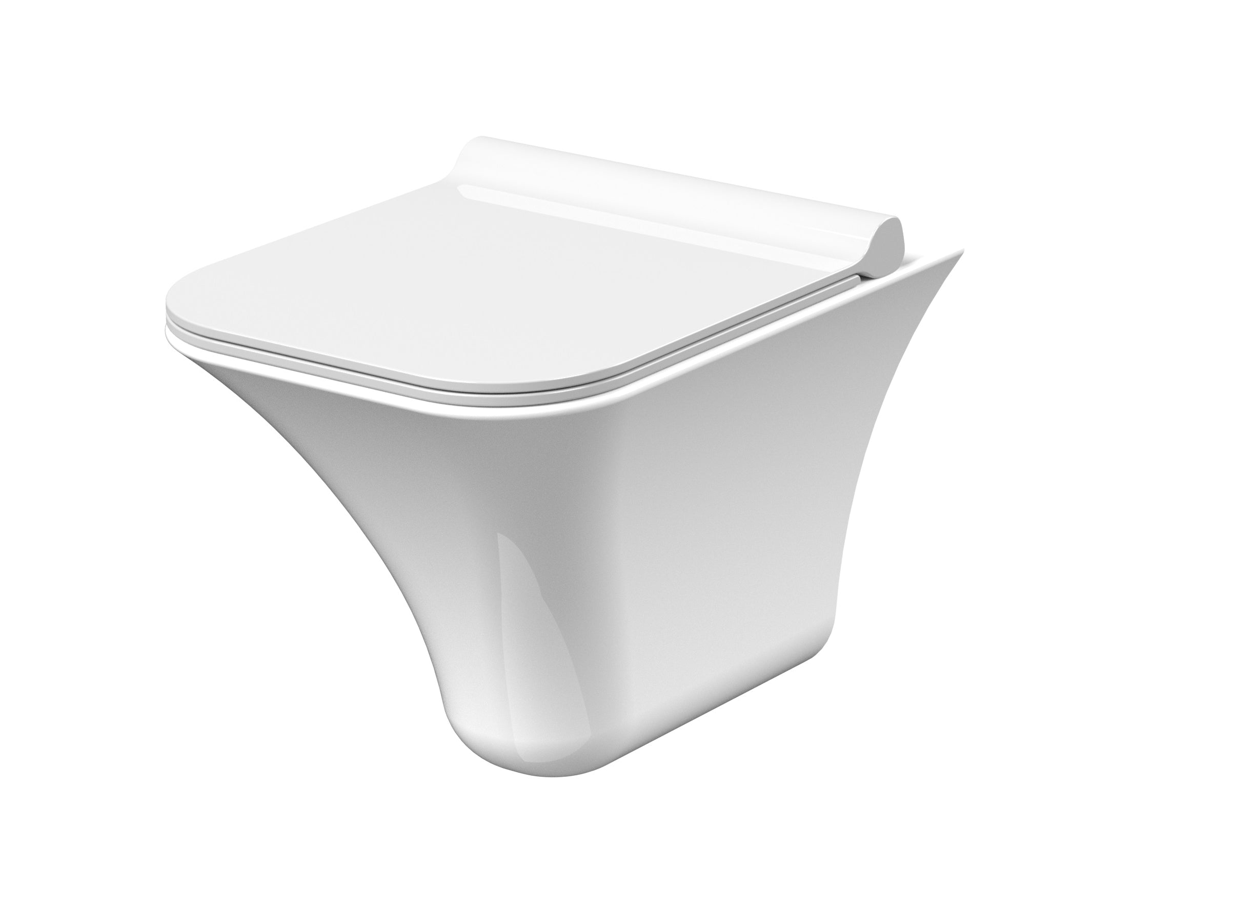 Sleek white modern toilet with a soft-close lid, ideal for contemporary bathrooms and bathroom renovation projects.