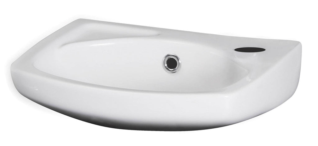 Sleek white bathroom sink with modern design, ideal for contemporary bathroom renovations and installations. Perfect for creating a functional and stylish bathroom space.