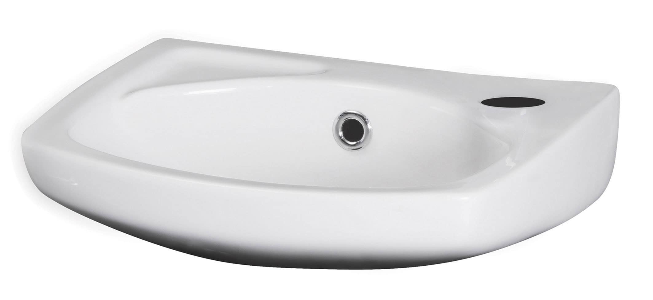 Sleek white bathroom sink with modern design, ideal for contemporary bathroom renovations and installations. Perfect for creating a functional and stylish bathroom space.