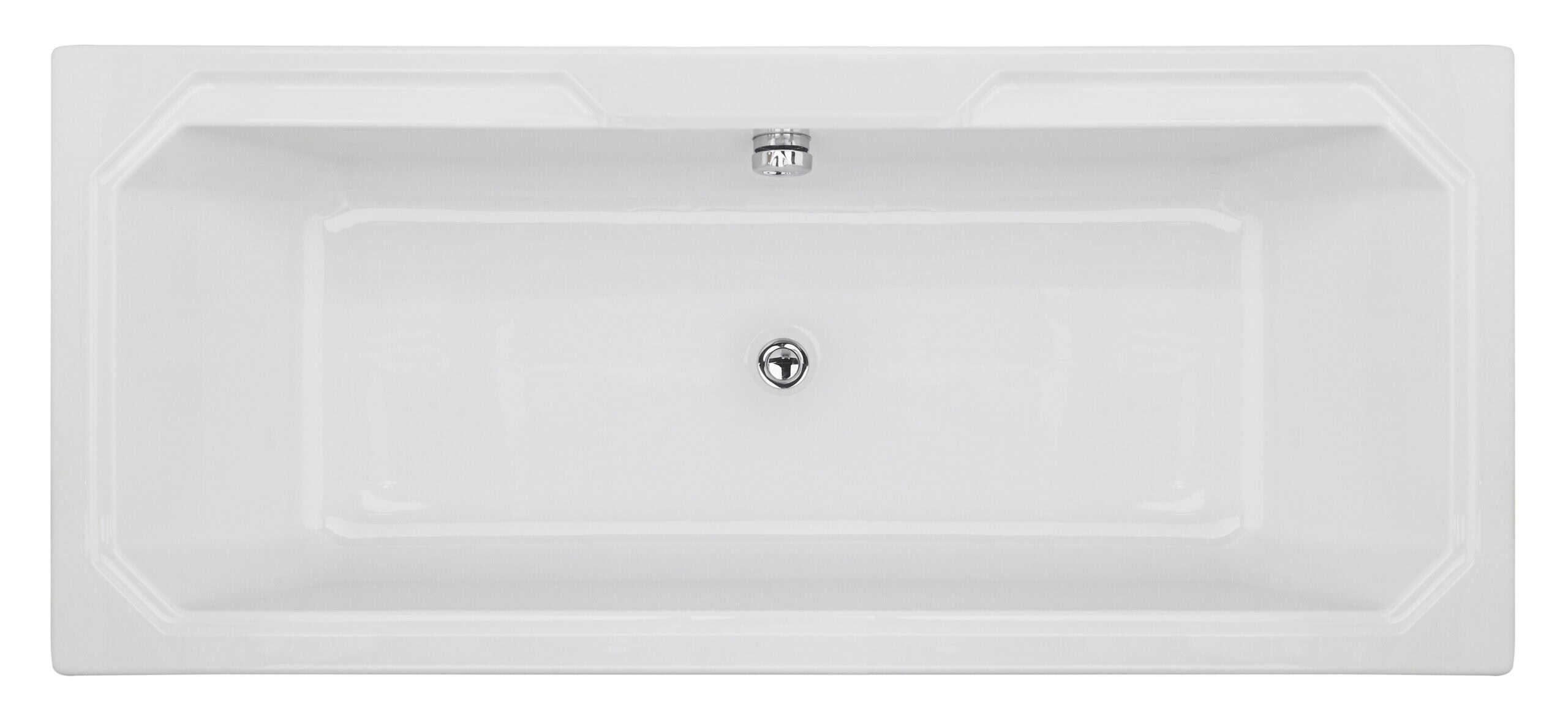 Sleek white rectangular bathroom sink with modern design, chrome drain, and integrated overflow, ideal for bathrooms seeking stylish and functional fixtures.