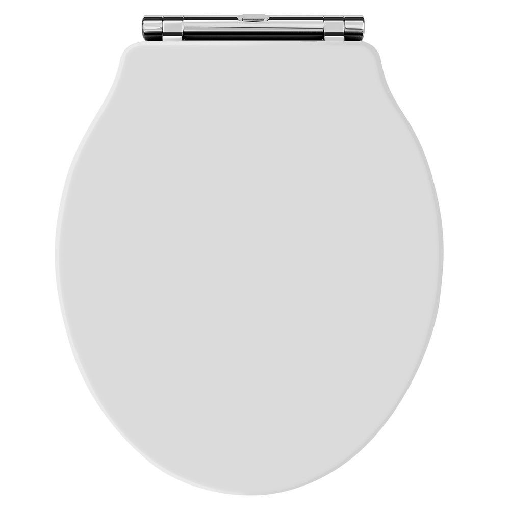Toilet seat with soft-close hinge, ideal for modern bathroom design, providing comfort and hygiene. Perfect for use in high-quality Bubly bathrooms. Durable and easy to clean.