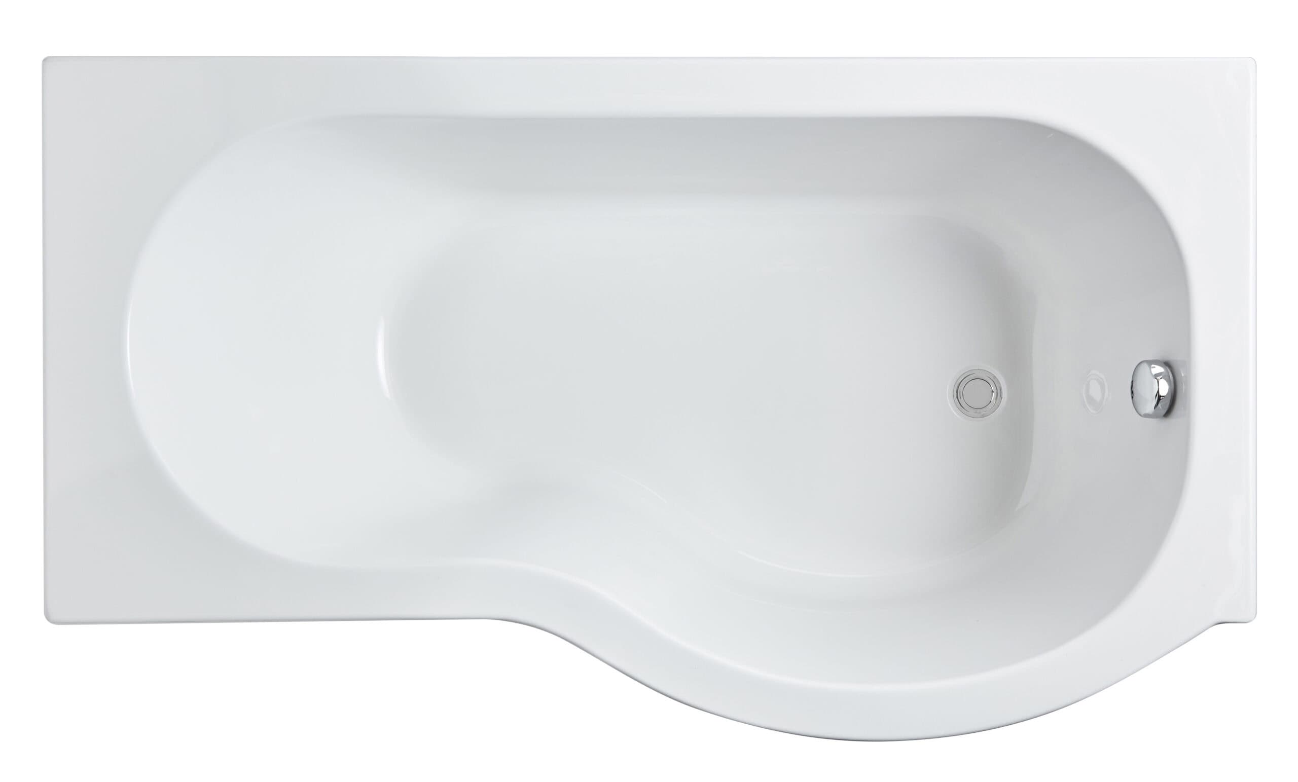 Shower bath with integrated shower screen, ideal for modern bathrooms and space-saving design. Features durable acrylic surface and chrome fixtures for a sleek look. Perfect for relaxing baths and showering.